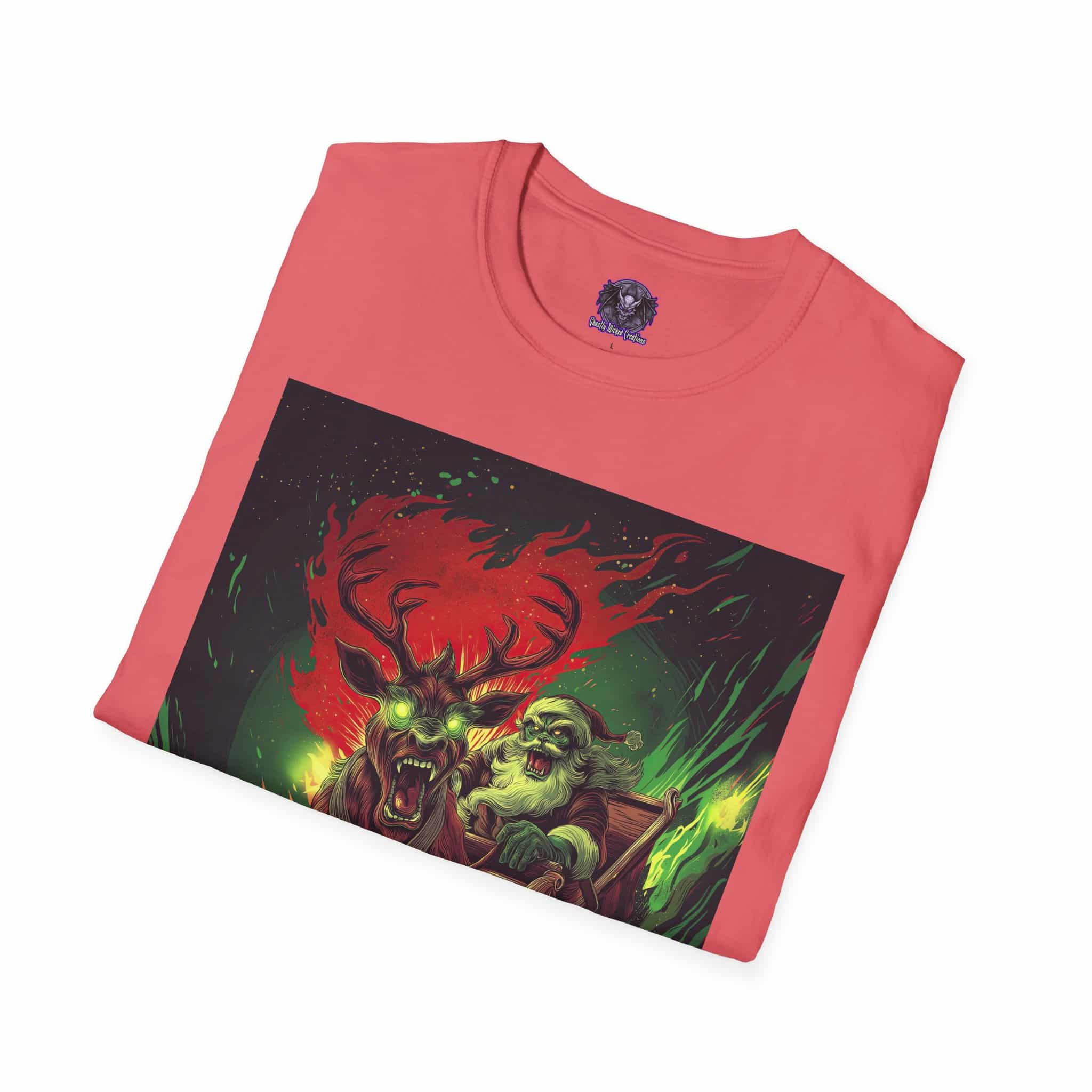 Demonic Santa Sleigh I Unisex T-Shirt Christmas - Image 23