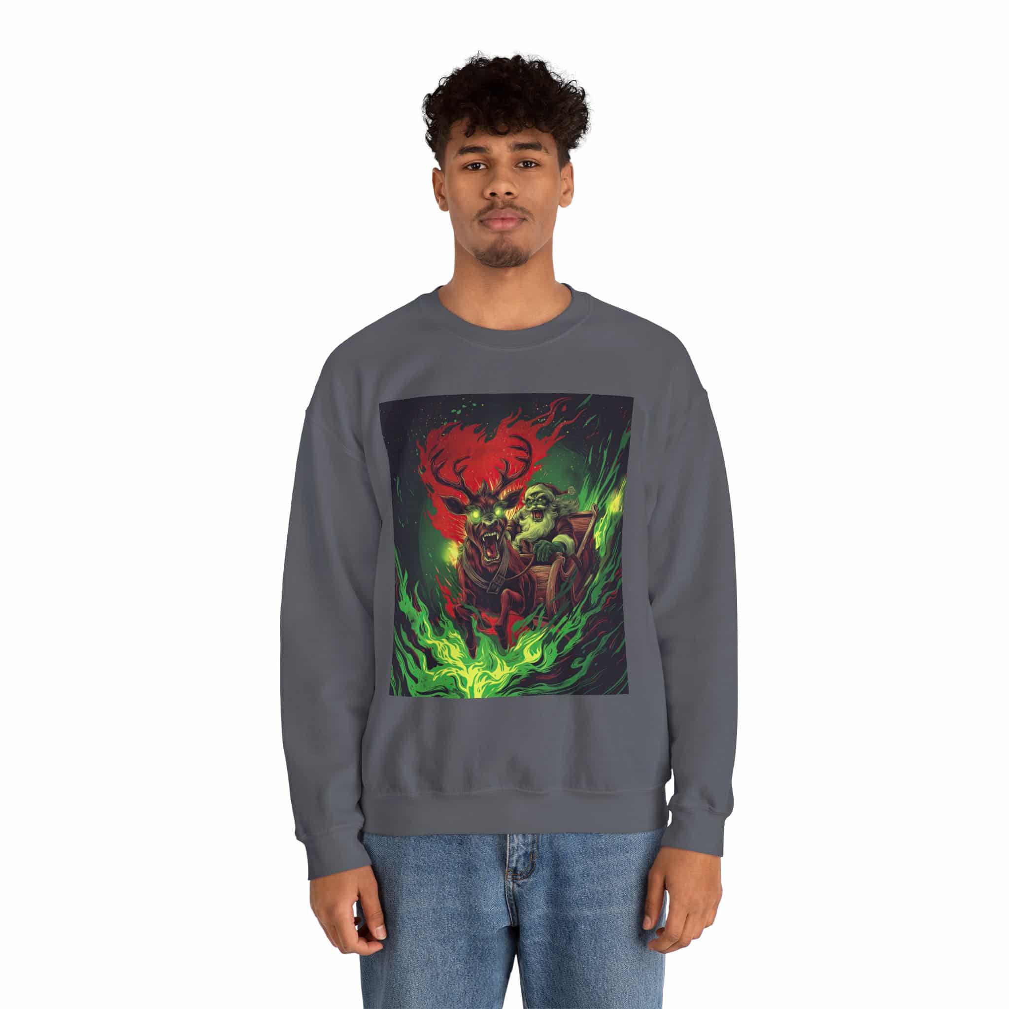 Demonic Santa Sleigh I Unisex Heavy Blend™ Crewneck Sweatshirt Christmas - Image 18