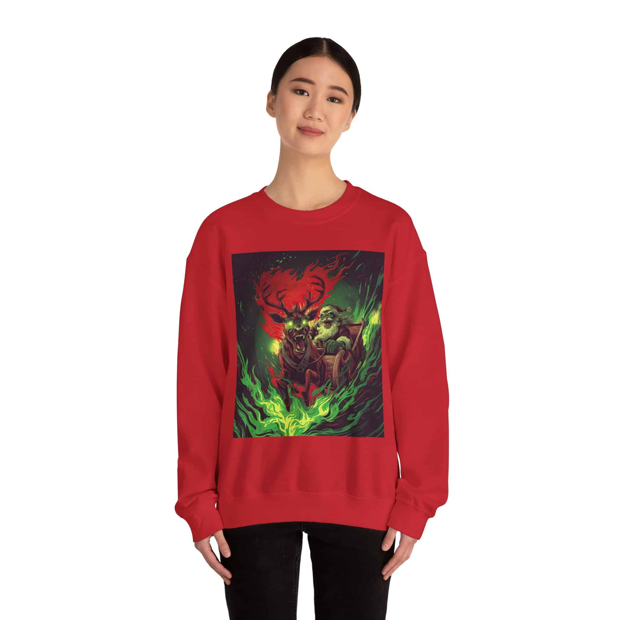 Demonic Santa Sleigh I Unisex Heavy Blend™ Crewneck Sweatshirt Christmas - Image 8