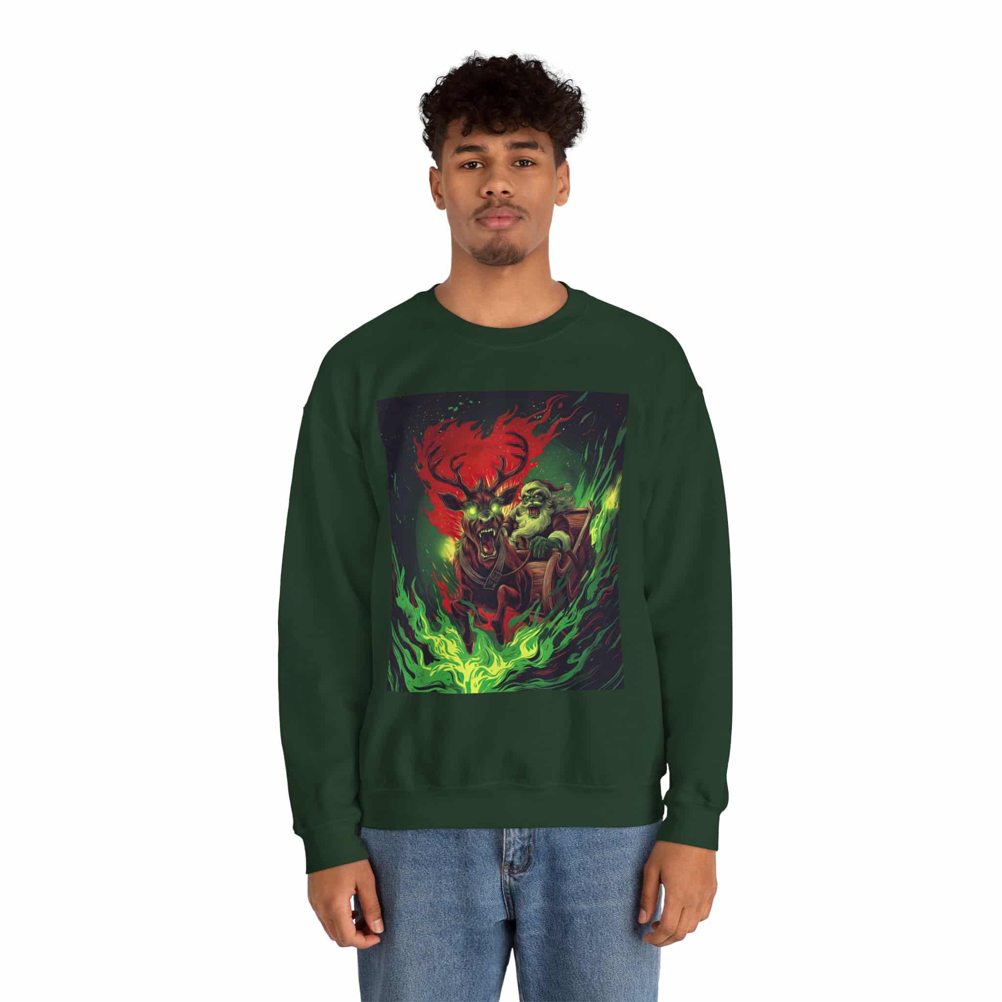 Demonic Santa Sleigh I Unisex Heavy Blend™ Crewneck Sweatshirt Christmas - Image 3