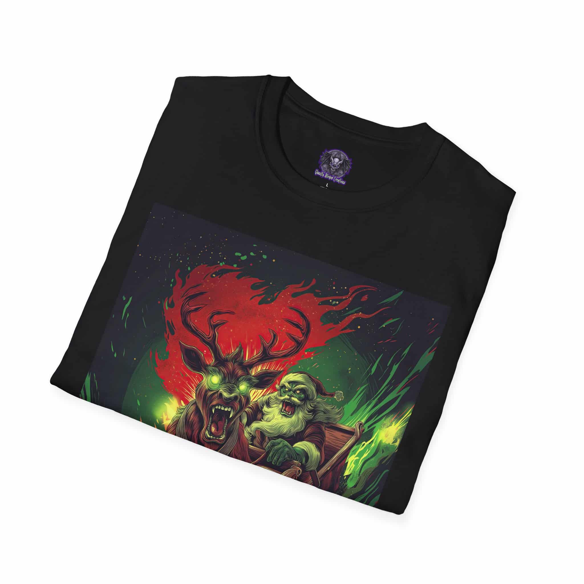Demonic Santa Sleigh I Unisex T-Shirt Christmas - Image 3