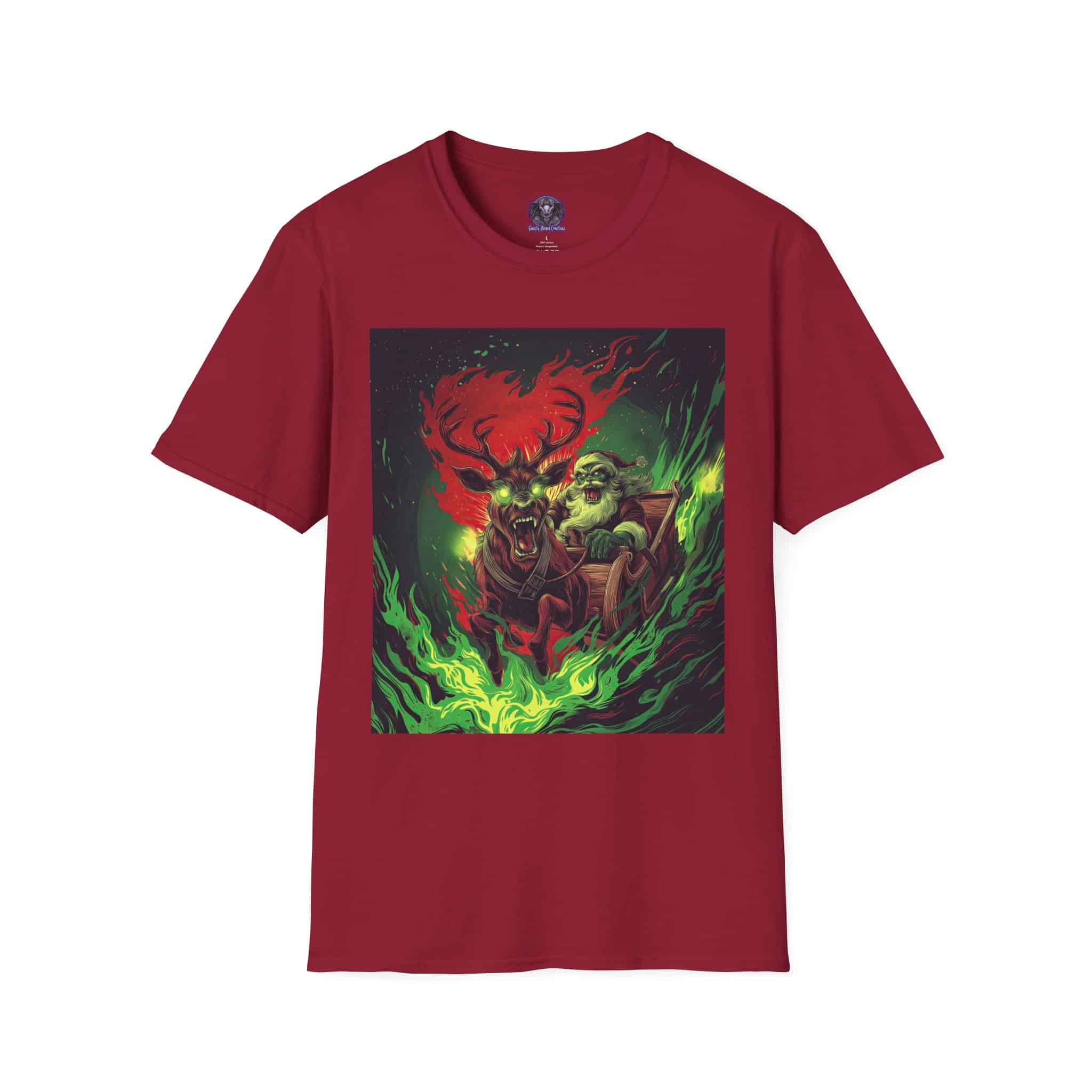 Demonic Santa Sleigh I Unisex T-Shirt Christmas - Image 76