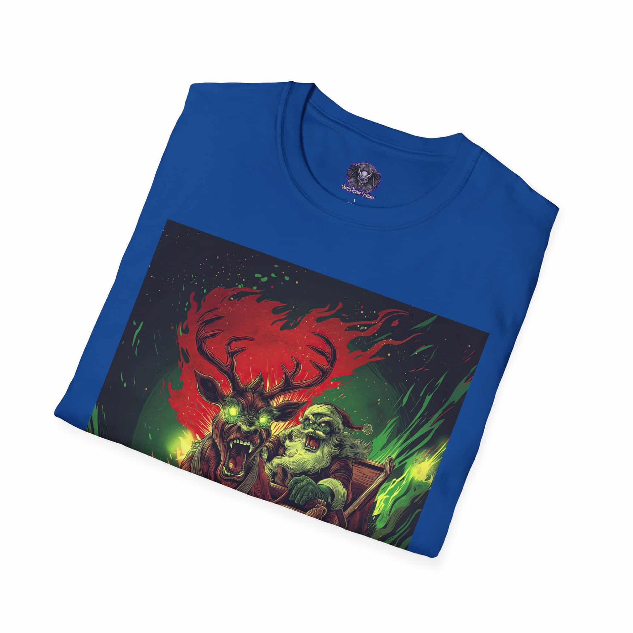Demonic Santa Sleigh I Unisex T-Shirt Christmas - Image 48
