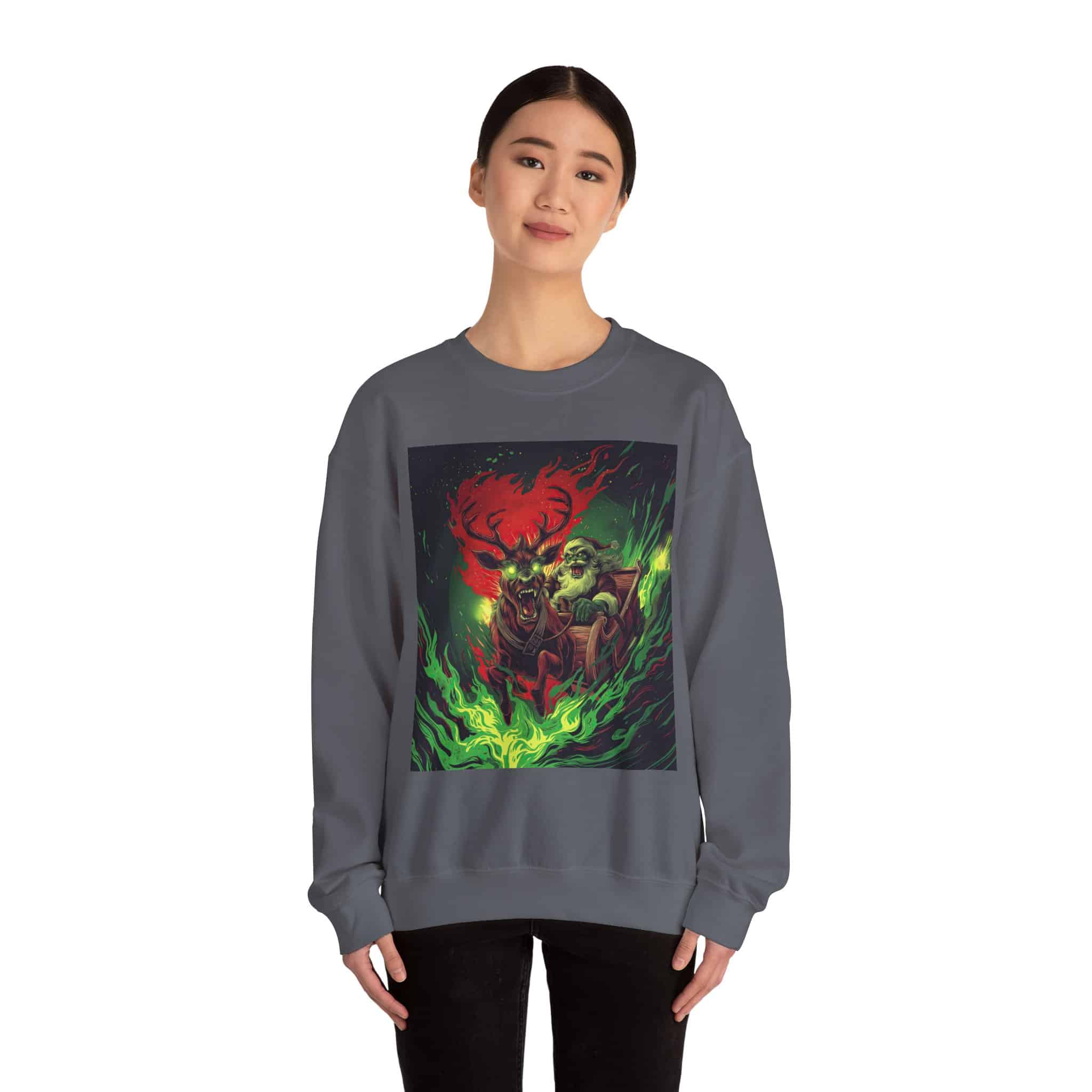 Demonic Santa Sleigh I Unisex Heavy Blend™ Crewneck Sweatshirt Christmas - Image 17