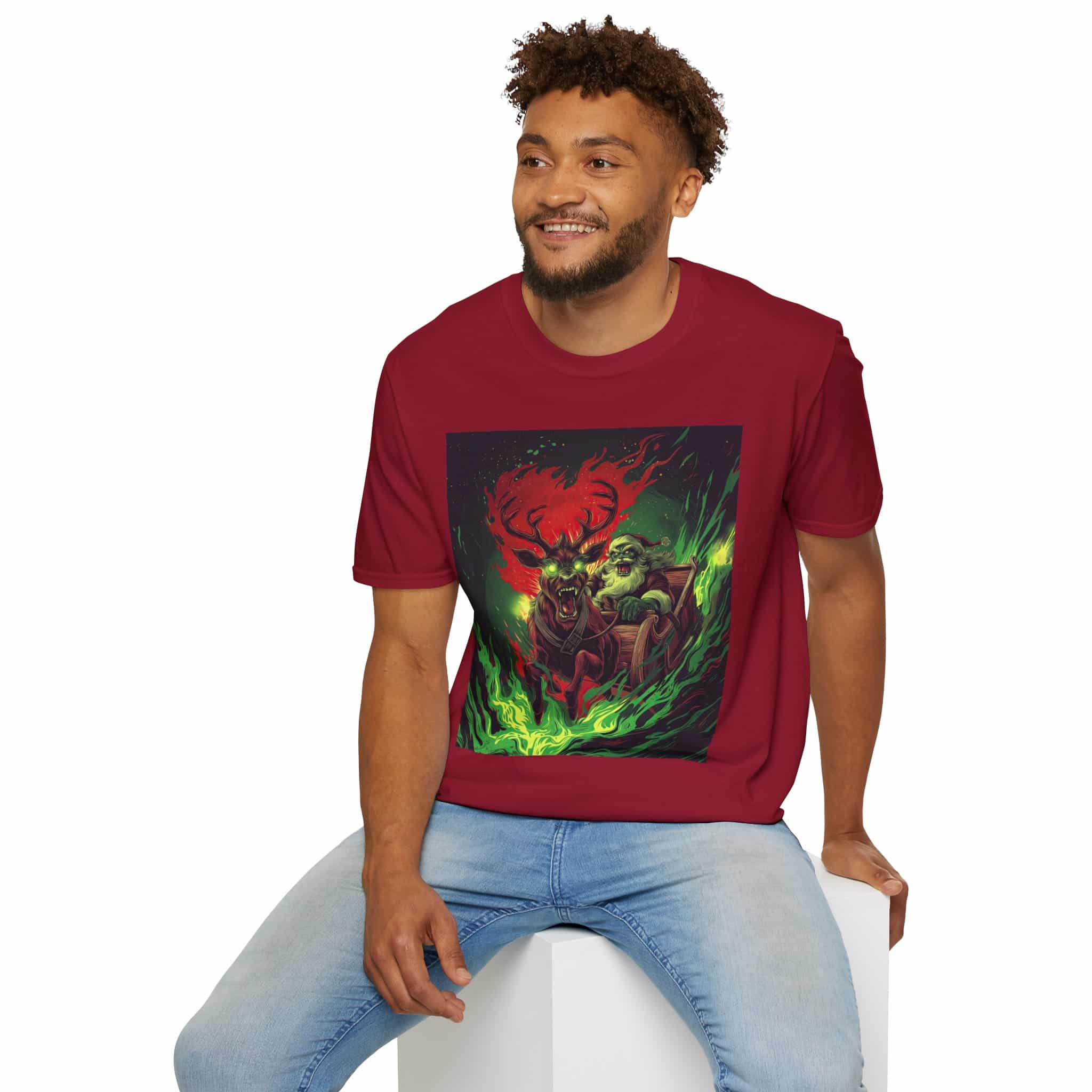 Demonic Santa Sleigh I Unisex T-Shirt Christmas - Image 79