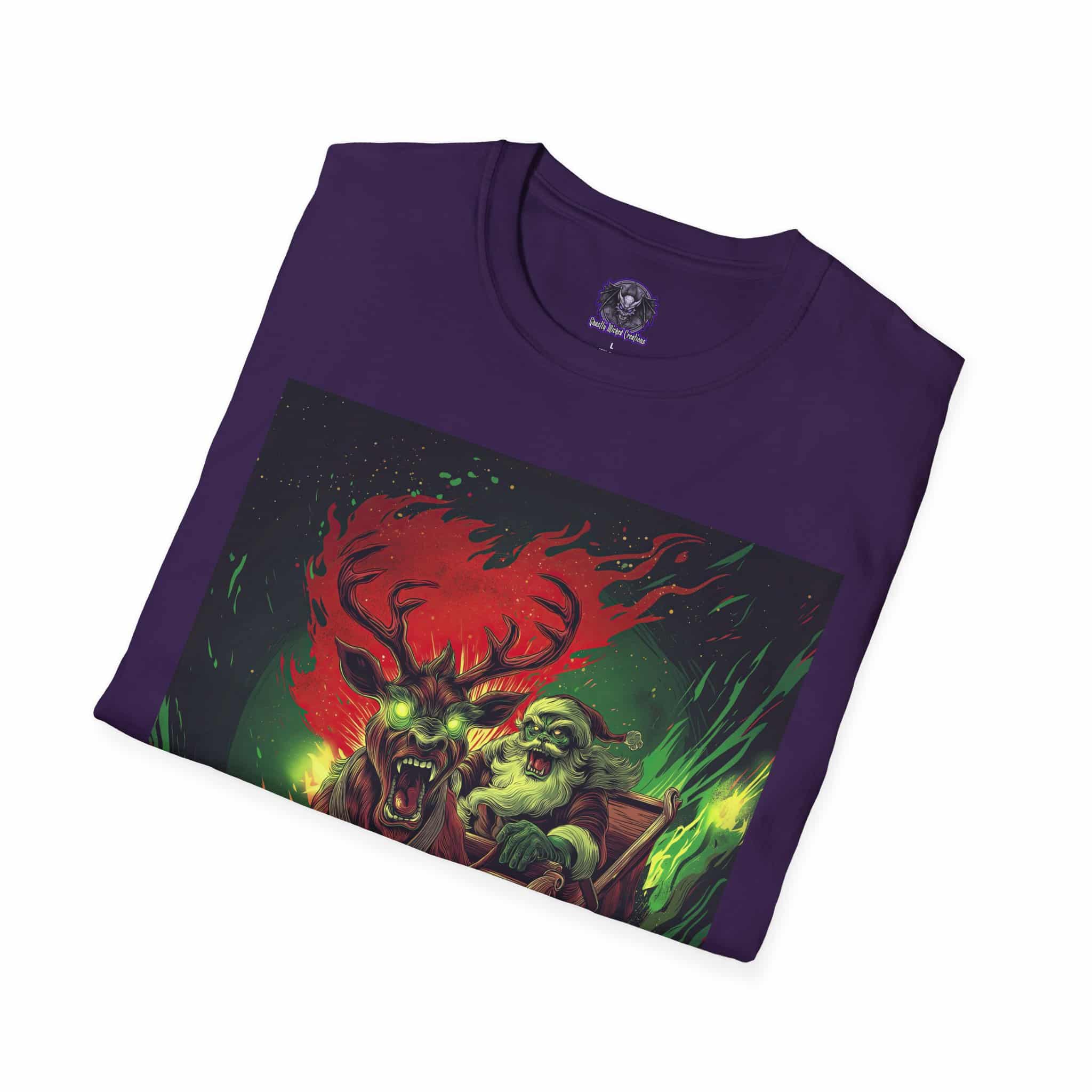 Demonic Santa Sleigh I Unisex T-Shirt Christmas - Image 63