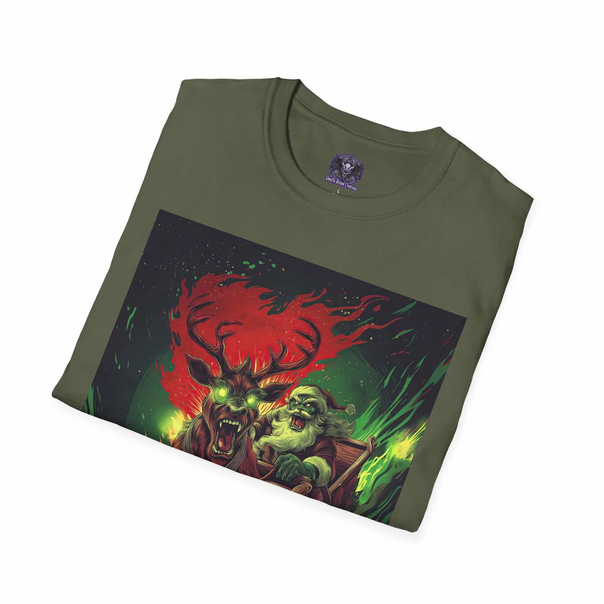 Demonic Santa Sleigh I Unisex T-Shirt Christmas - Image 33