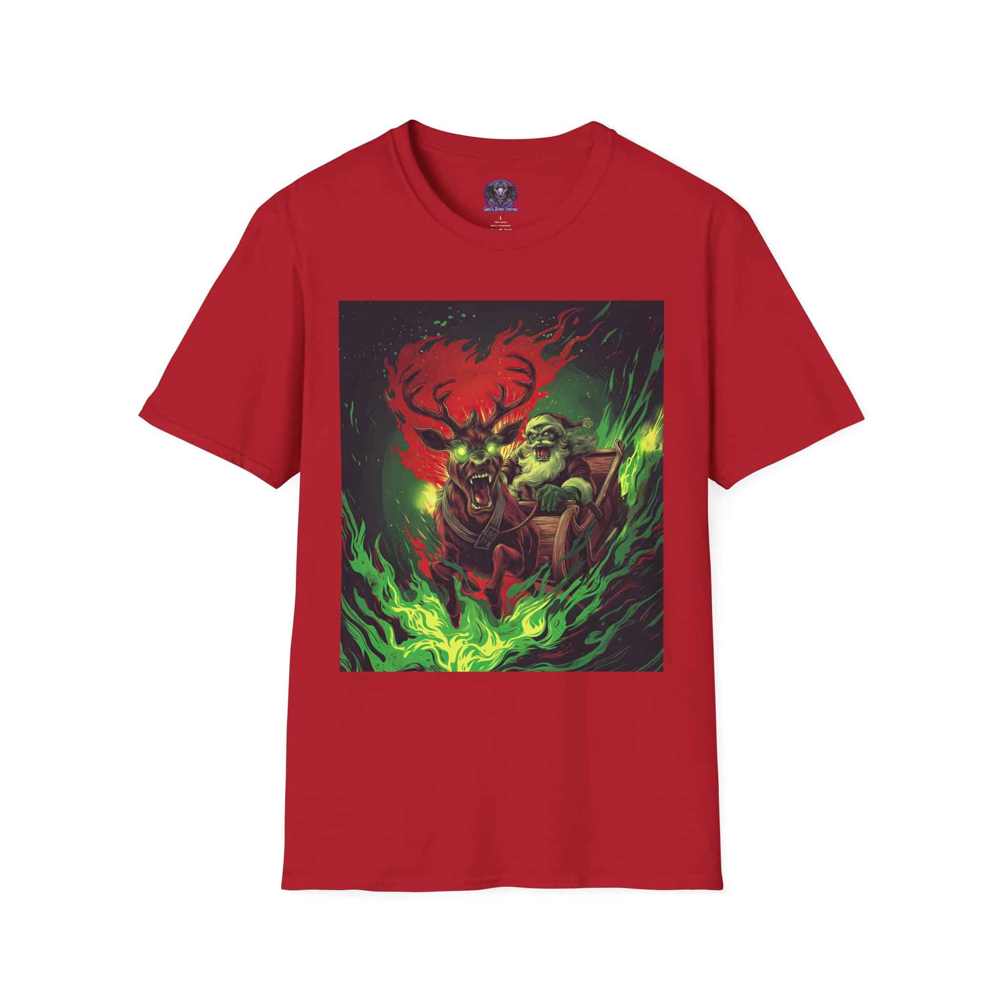 Demonic Santa Sleigh I Unisex T-Shirt Christmas - Image 11