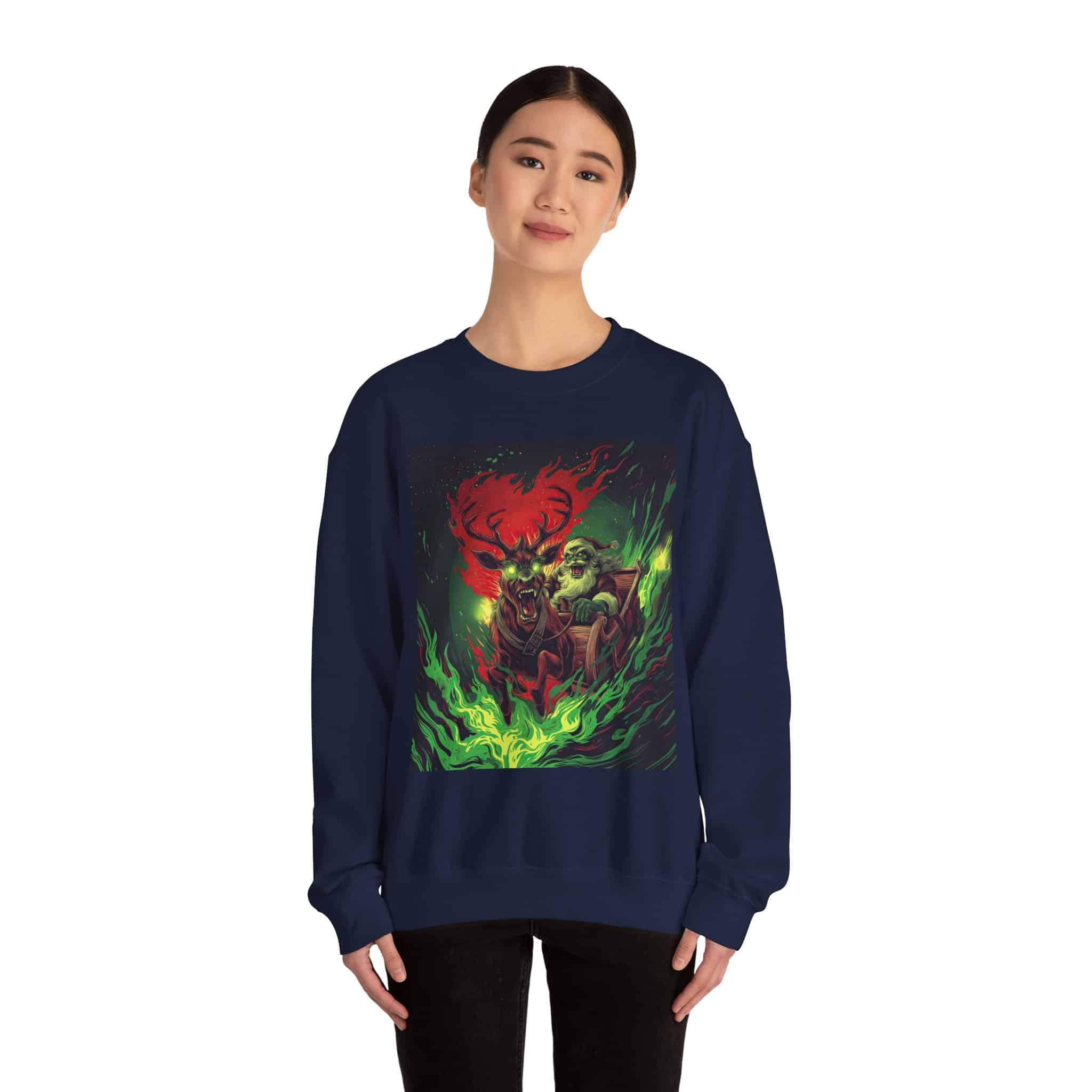 Demonic Santa Sleigh I Unisex Heavy Blend™ Crewneck Sweatshirt Christmas - Image 38