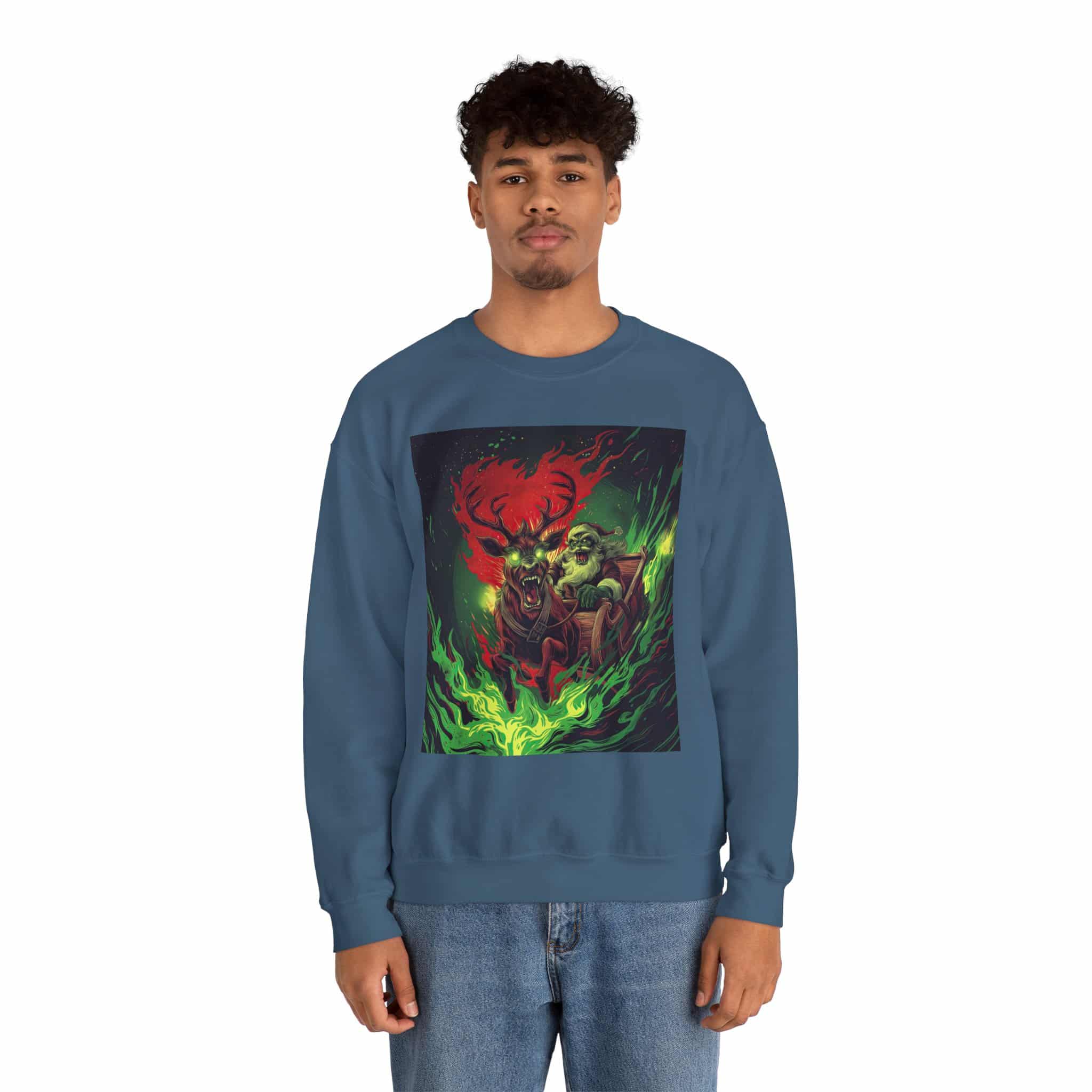 Demonic Santa Sleigh I Unisex Heavy Blend™ Crewneck Sweatshirt Christmas - Image 6