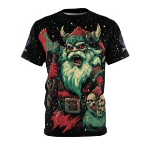 Undead Viking Santa II Unisex Cut & Sew Tee (AOP) Christmas
