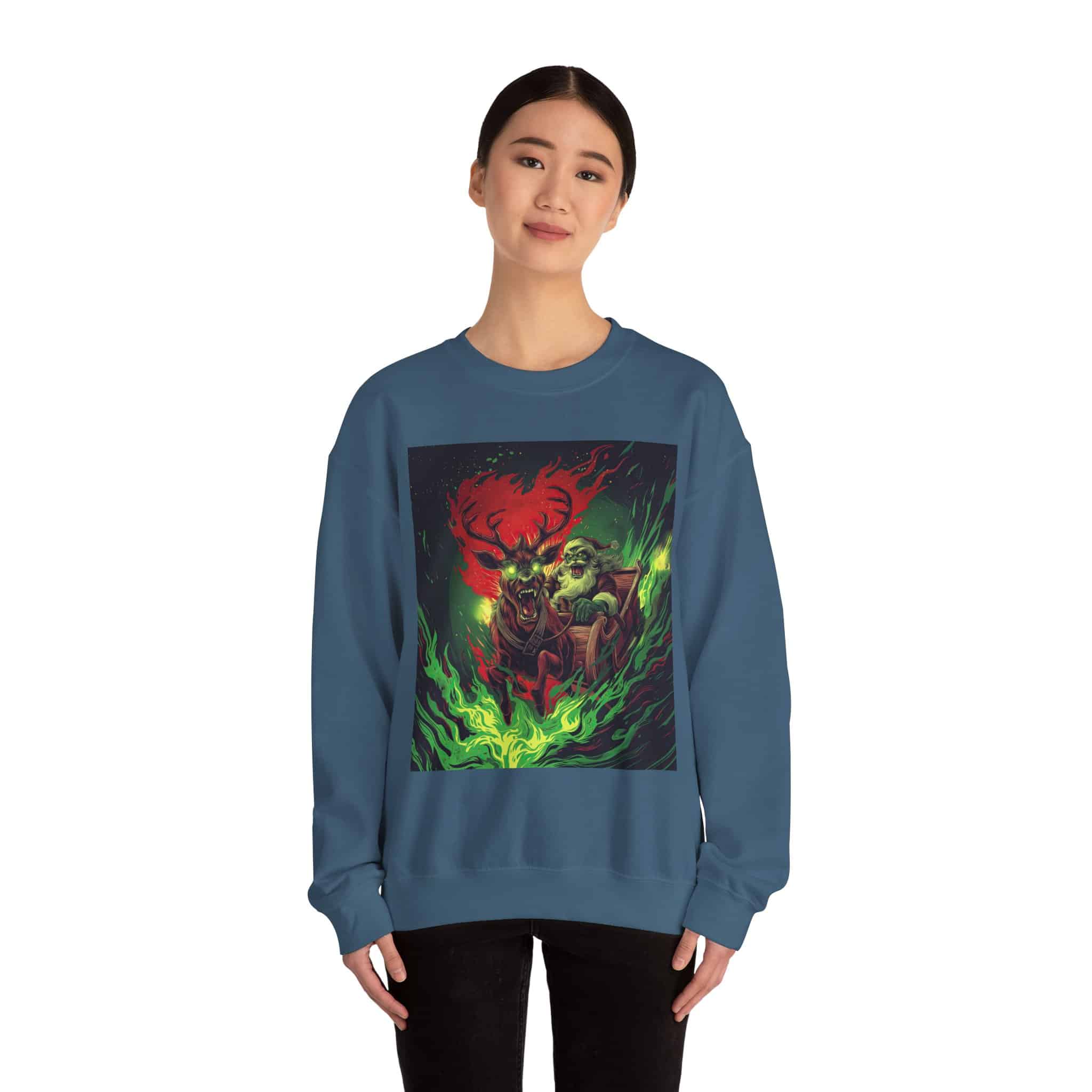 Demonic Santa Sleigh I Unisex Heavy Blend™ Crewneck Sweatshirt Christmas - Image 5