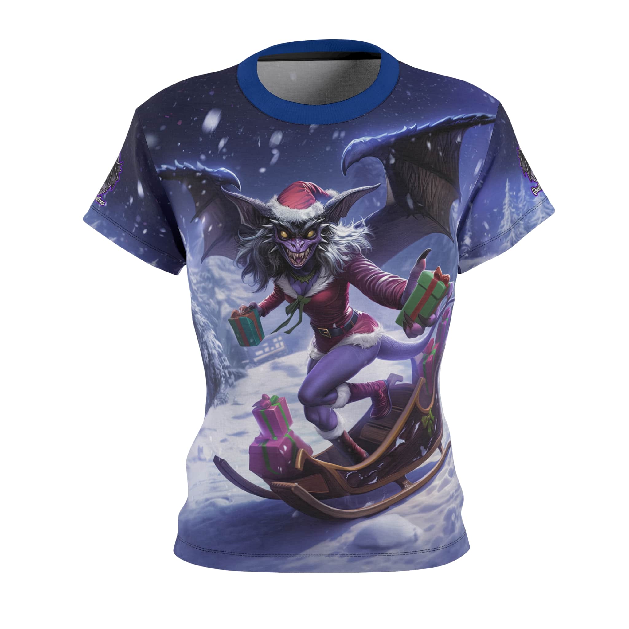 Gift Giving Gremlin Elf I Women's Tee (AOP) Christmas - Image 2