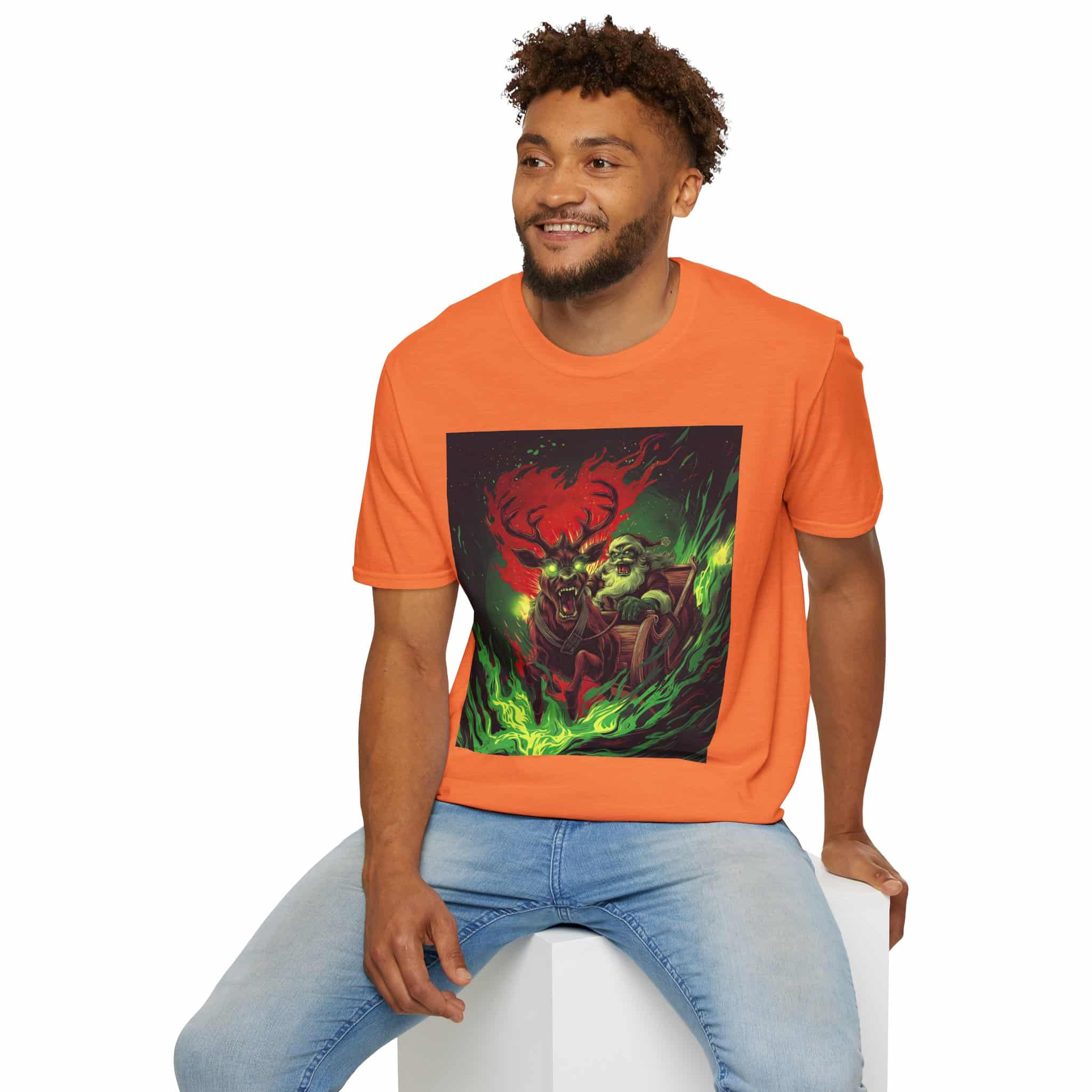 Demonic Santa Sleigh I Unisex T-Shirt Christmas - Image 19