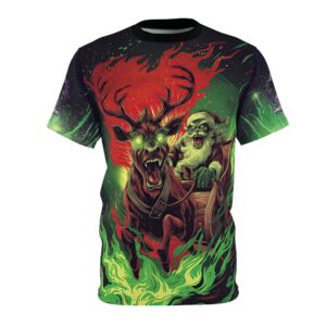 Demonic Santa Sleigh I Unisex Cut & Sew Tee (AOP) Christmas