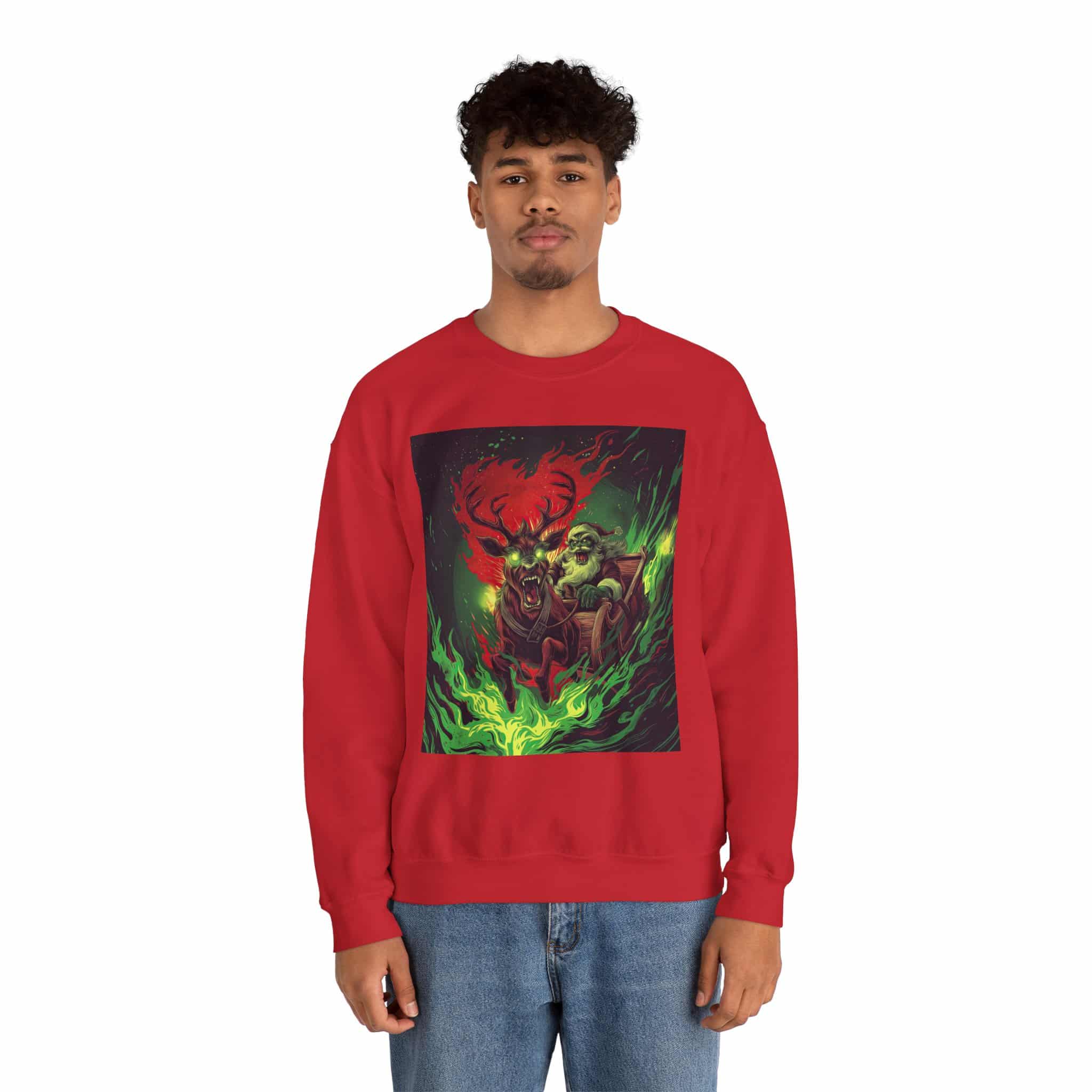 Demonic Santa Sleigh I Unisex Heavy Blend™ Crewneck Sweatshirt Christmas - Image 9