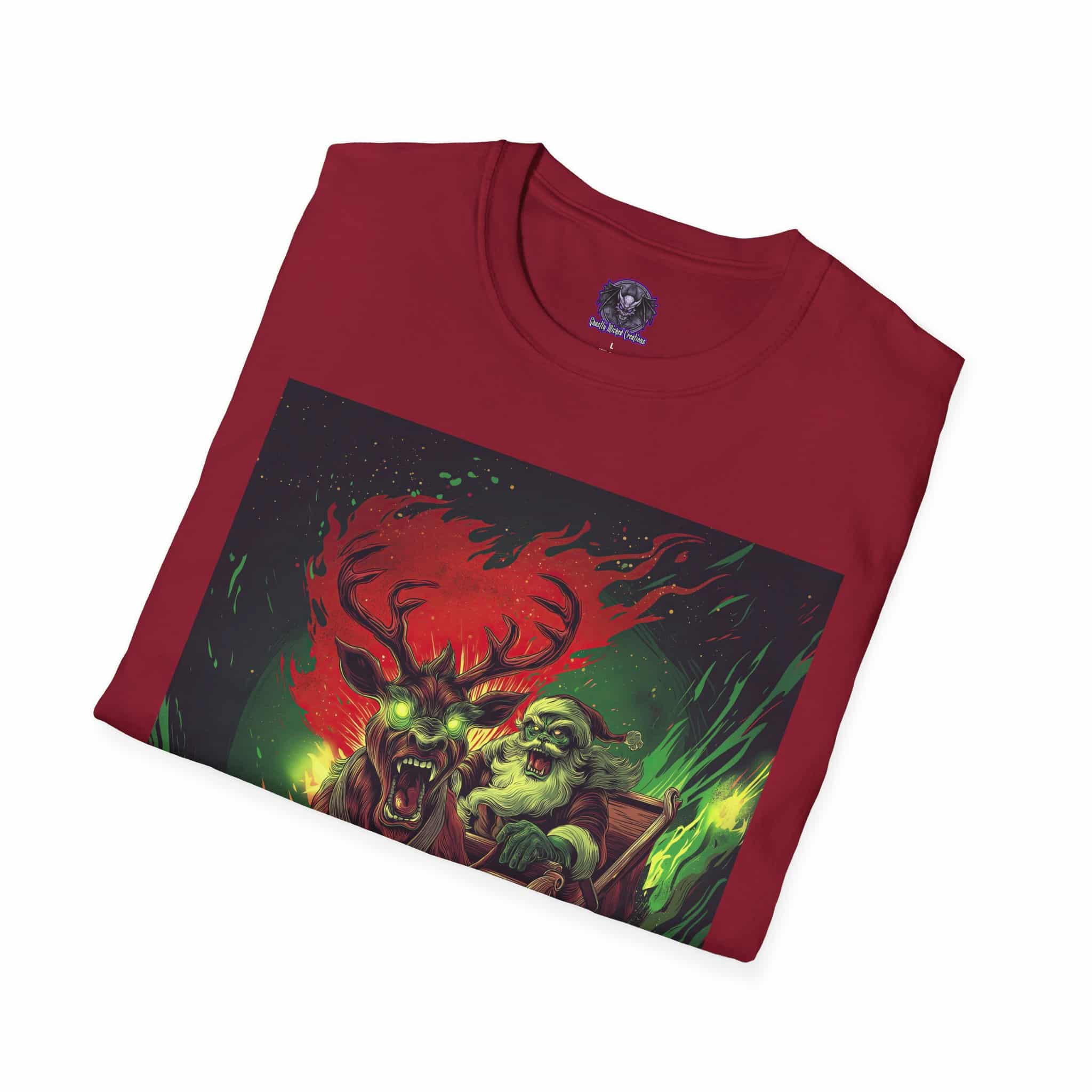 Demonic Santa Sleigh I Unisex T-Shirt Christmas - Image 78