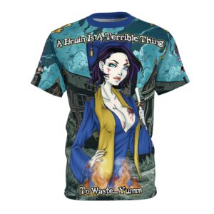 Tiffany Undead Angel Graduate - Classic Art w/Text Unisex Cut & Sew Tee (AOP) - Blue Or Yellow Sleeves