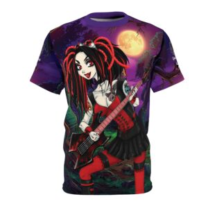 Undead Angels Vampire Guitarist Crimson Classic 2025 Edition (No Text) Unisex Cut & Sew Tee (AOP)
