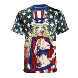 Samantha Undead Angel Patriot: Classic Art (No Text) Unisex Cut & Sew Tee (AOP)