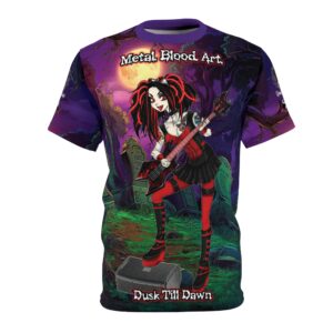 Undead Angels Vampire Guitarist Crimson Classic 2025 Edition (w/ Text) Unisex Cut & Sew Tee (AOP)