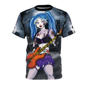 Ashley Undead Angel Bass Guitarist Classic Art No Text Unisex Cut & Sew Tee (AOP)