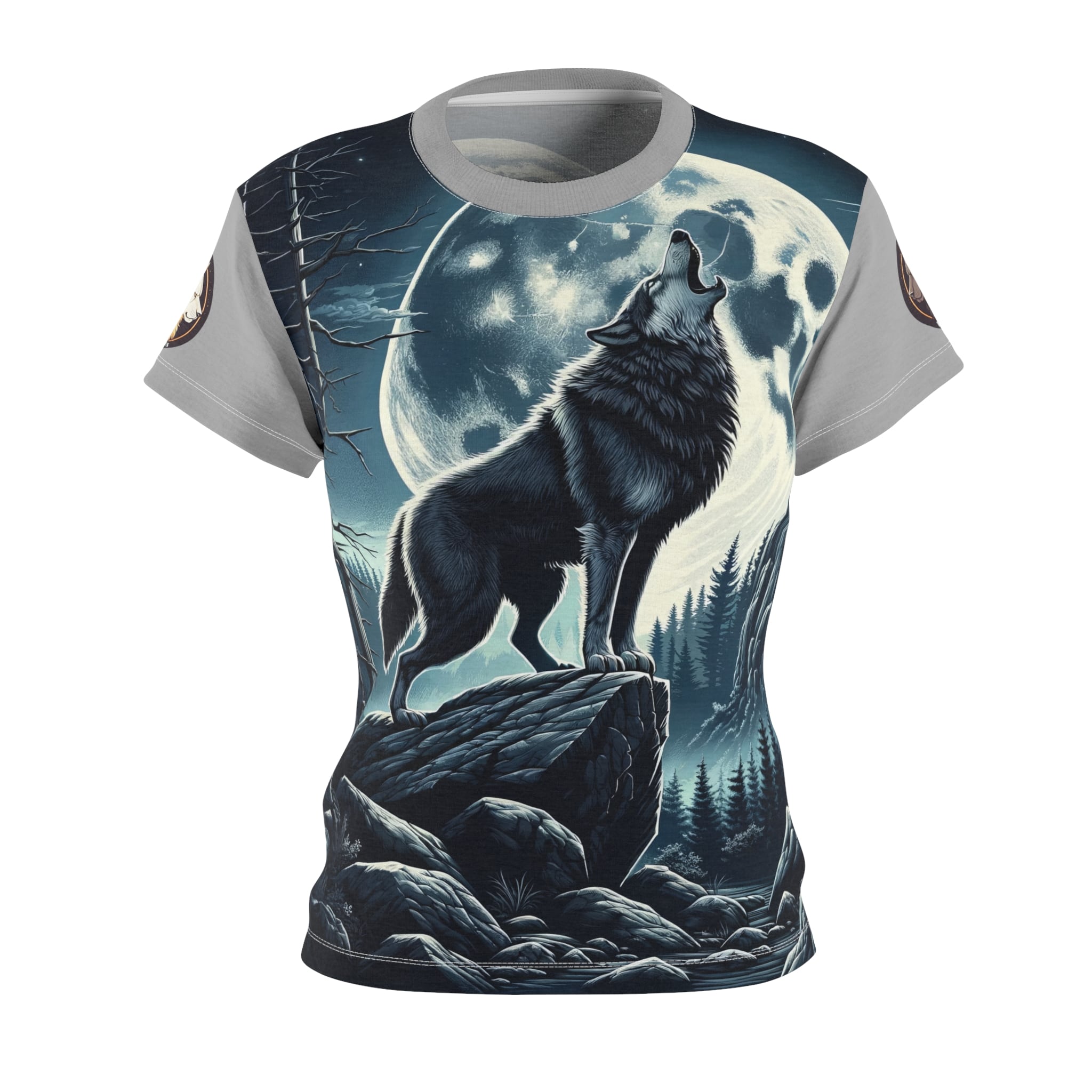 Wolf Howling WD-D001 By Wyldesigns Women's Cut & Sew Tee (AOP)