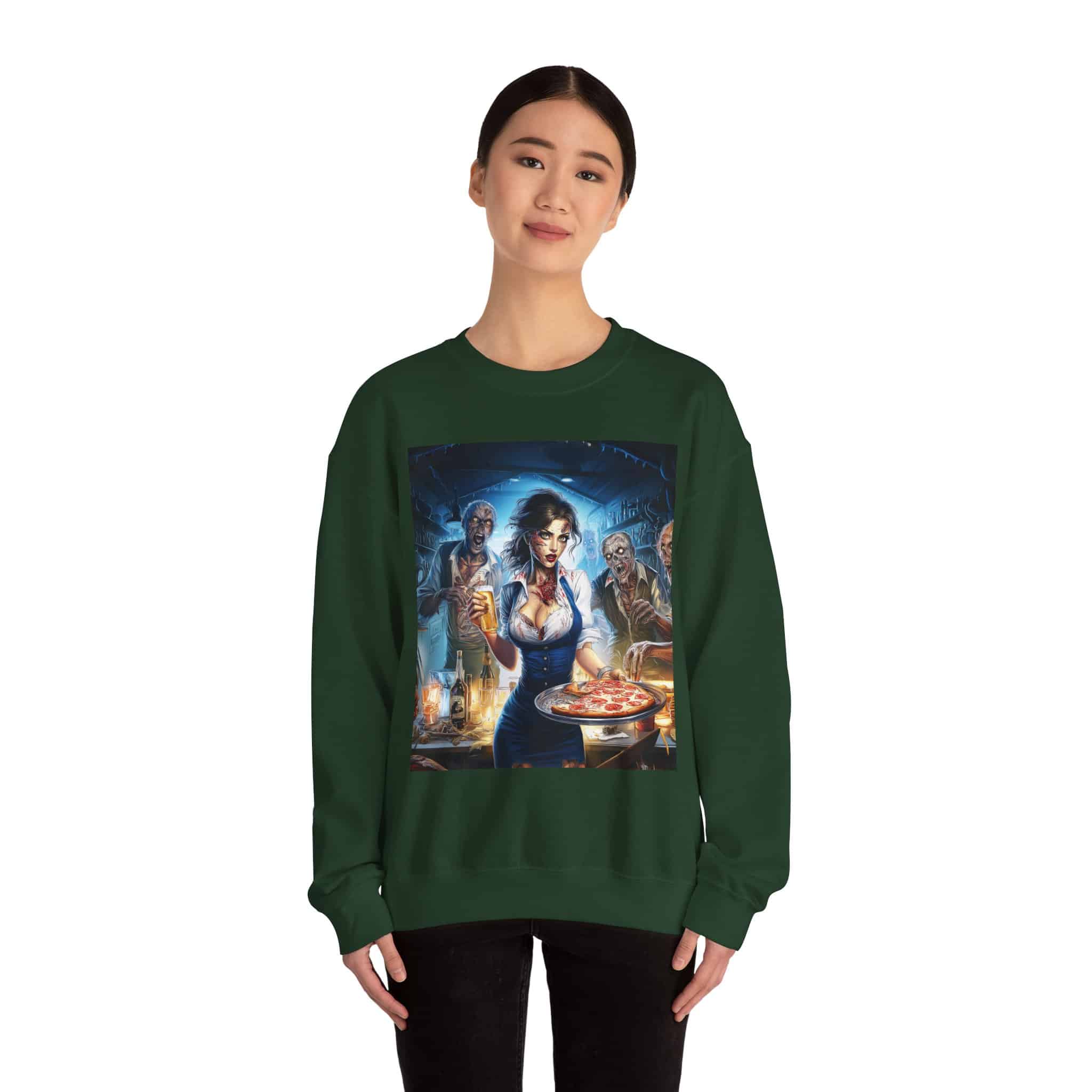Zombies In Everyday Life Waitress 2025-04 Unisex Heavy Blend™ Crewneck Sweatshirt - Image 28