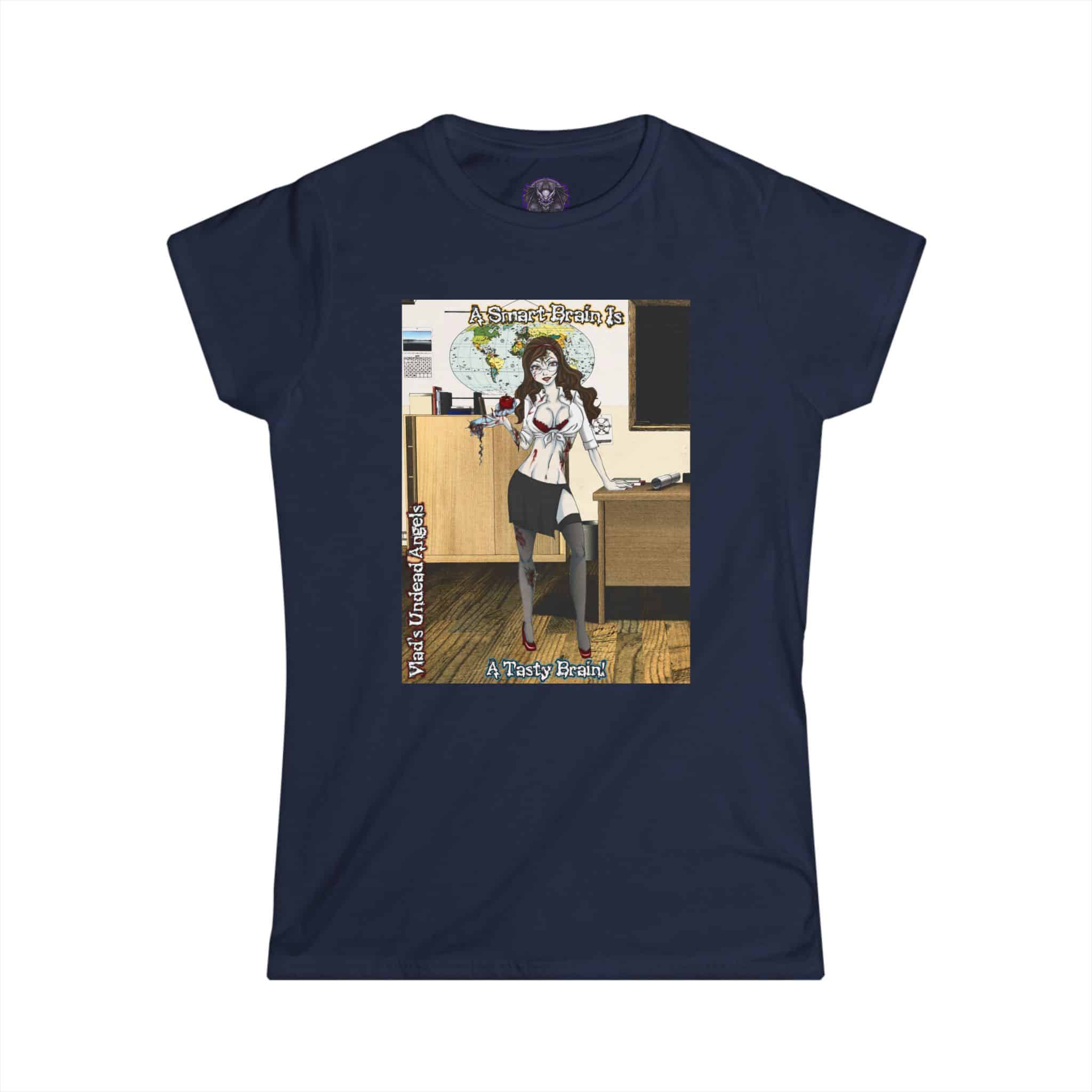 Charlotte Undead Angel Zombie Teacher – Classic Art w/Text Re-Issue Women's Softstyle Tee - Image 7