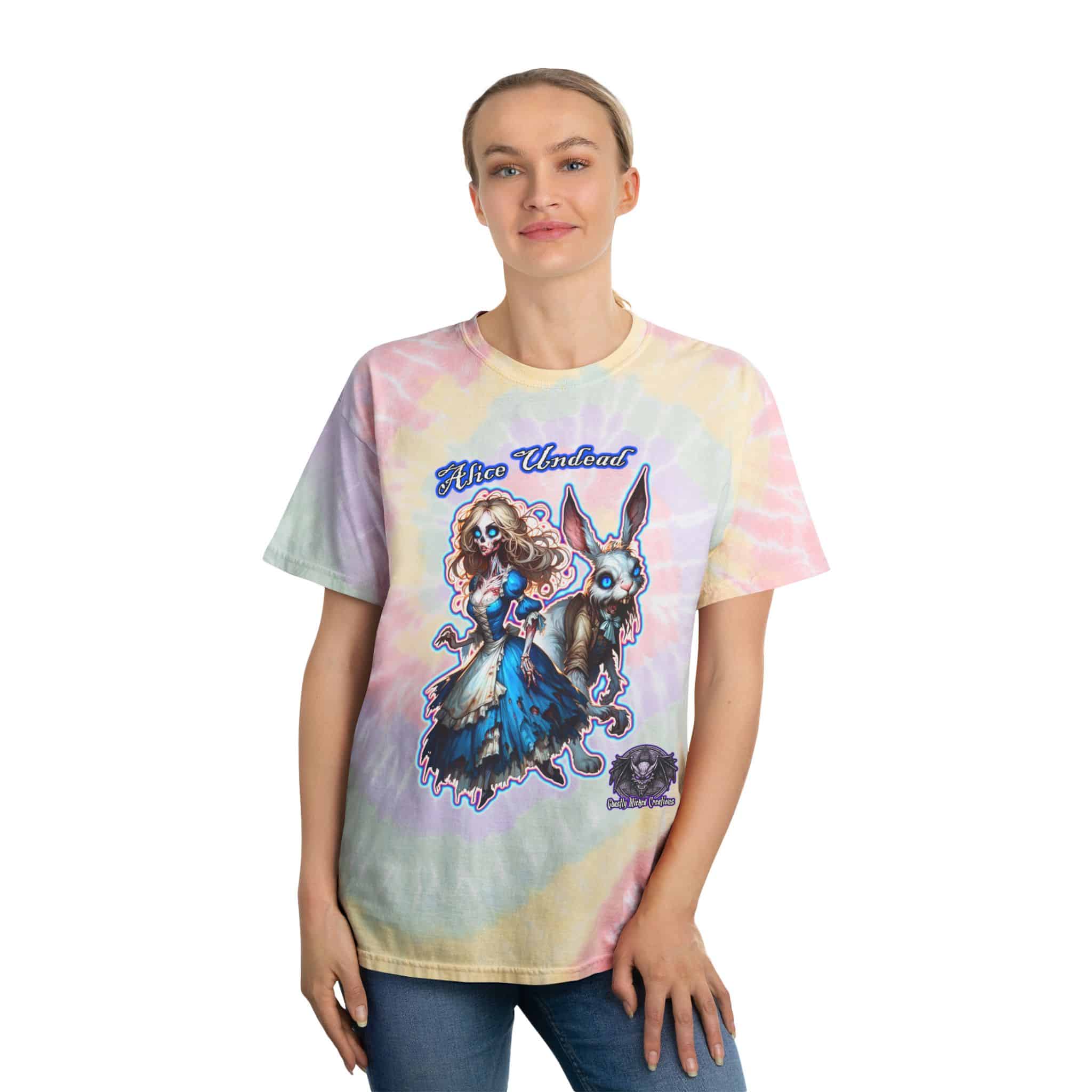 Undead Alice & White Rabbit Zombie WT-D-A01 Tie-Dye Tee, Spiral - Image 8