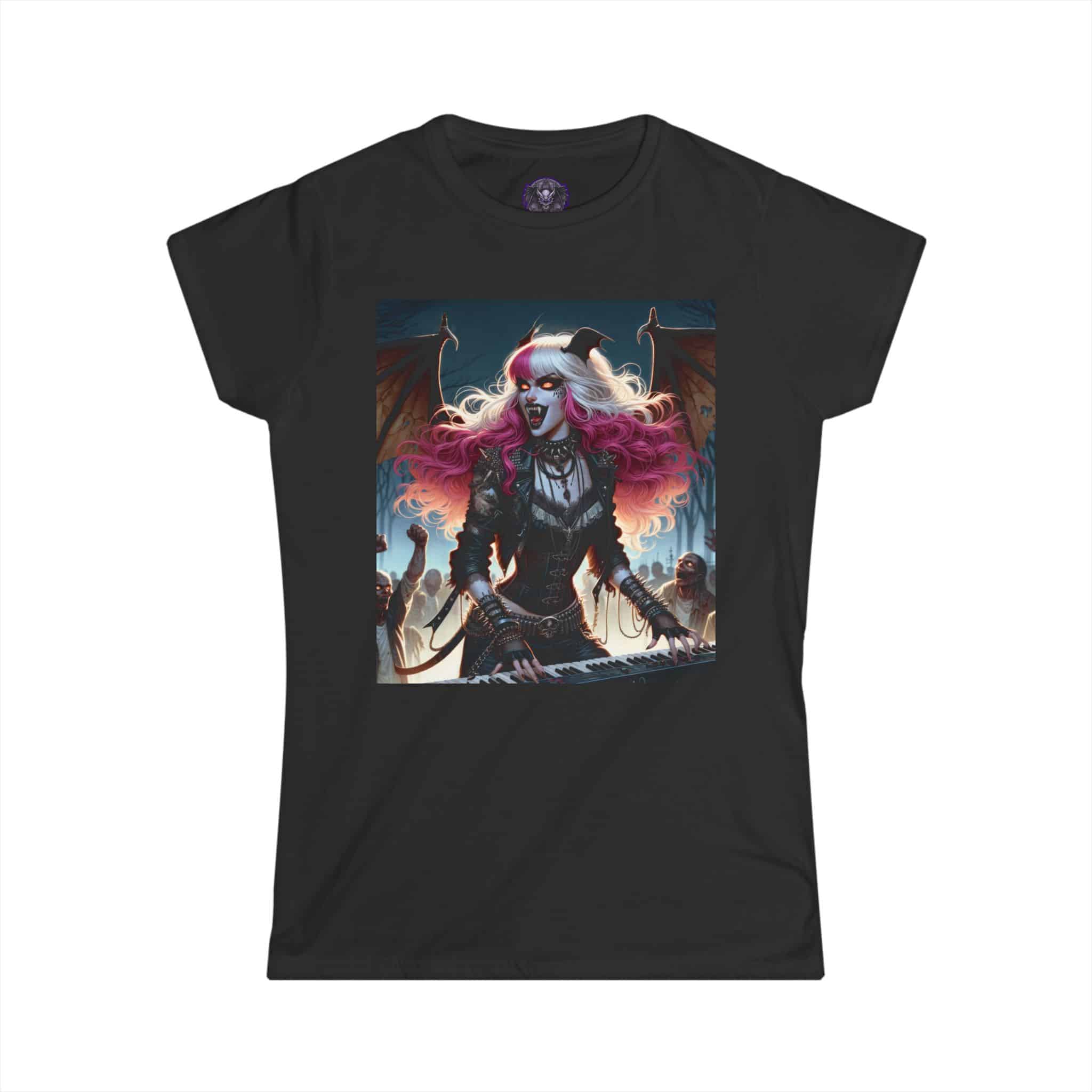 Monster Mosh Undead Angels Bat Keyboardist MM-D-UA-L01 Women's Softstyle Tee - Image 7