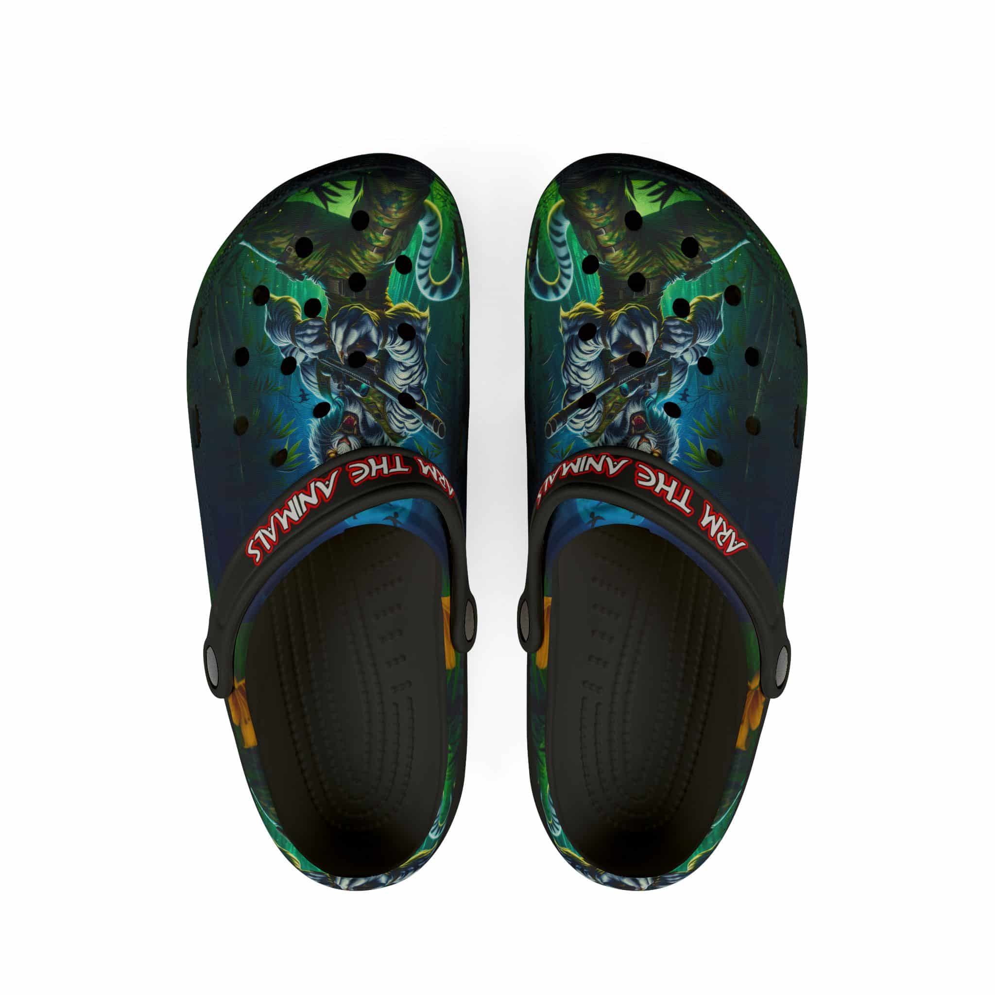 Clog Shoes - Arm The Animals: Commando Tiger #AA-D-WT003 Design - Image 2