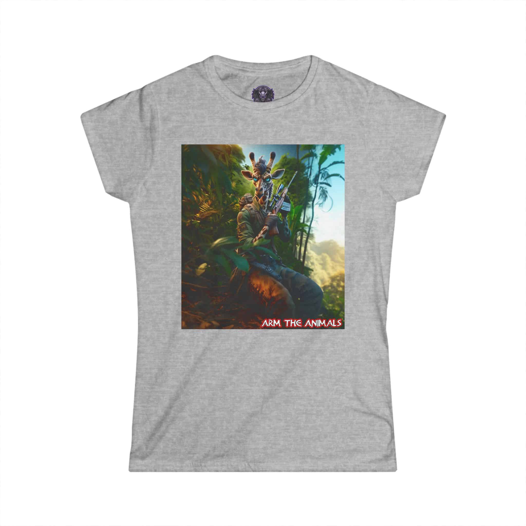Arm The Animals: Hunter Giraffe #AA-D-Gi002 Women's Softstyle Tee - Image 10
