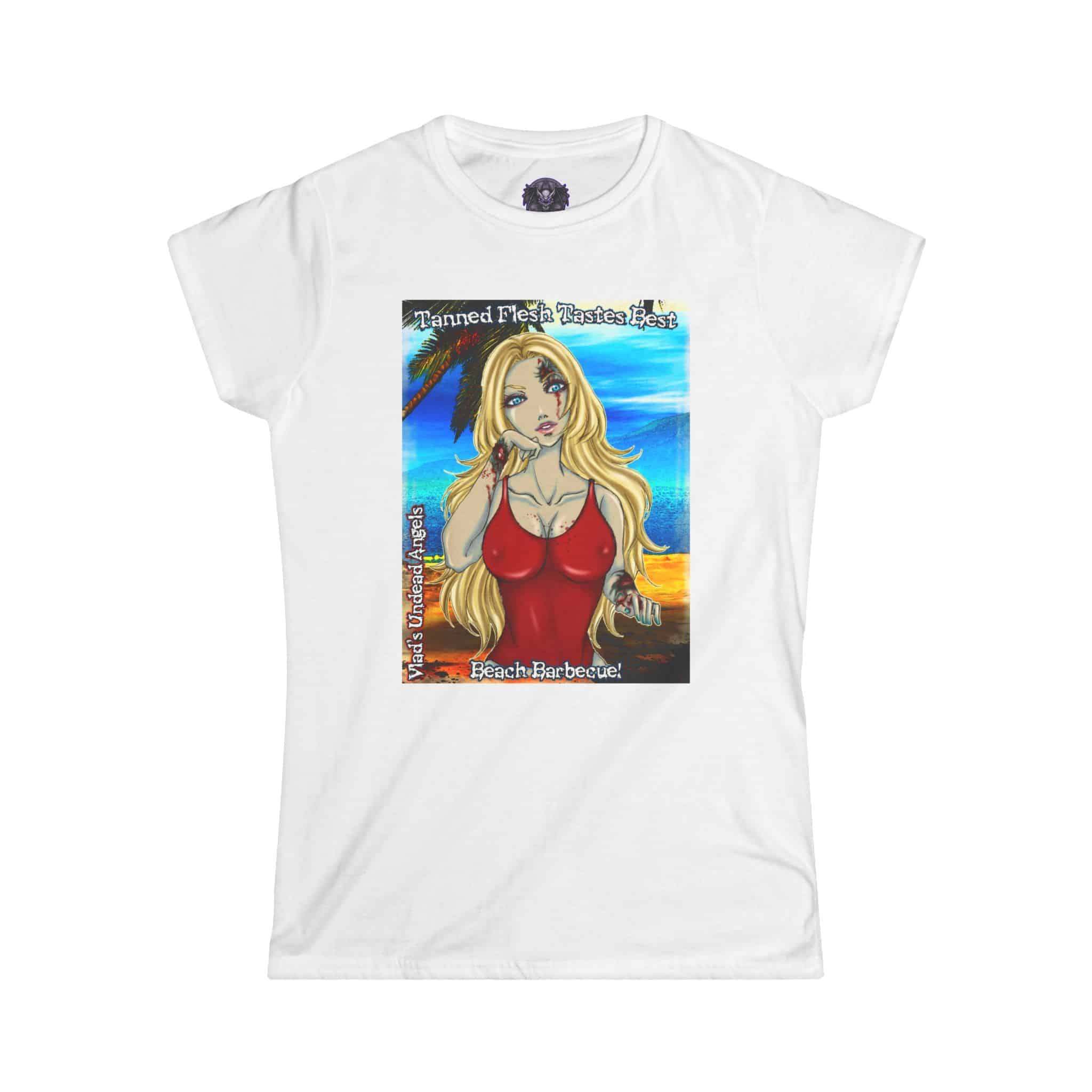 Shay Undead Angel Zombie Lifeguard - Classic Art w/Text C1 Re-Issue Women's Softstyle Tee - Image 19