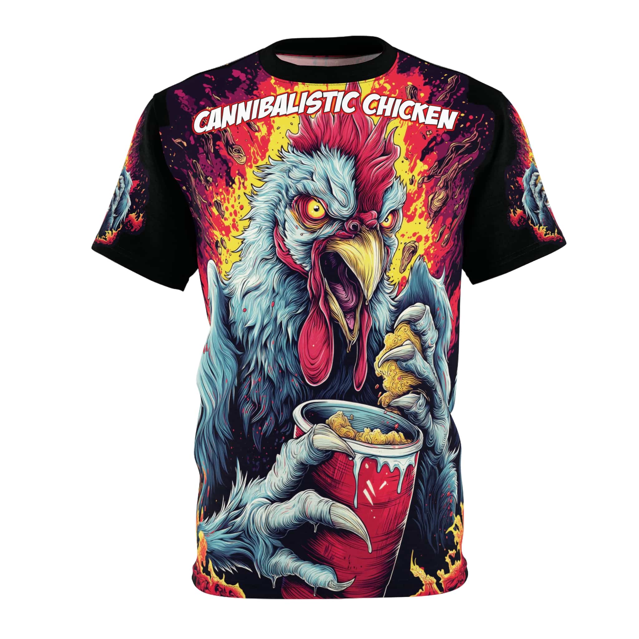 Cannibalistic Chicken Band Unisex Tee (AOP) - Image 5