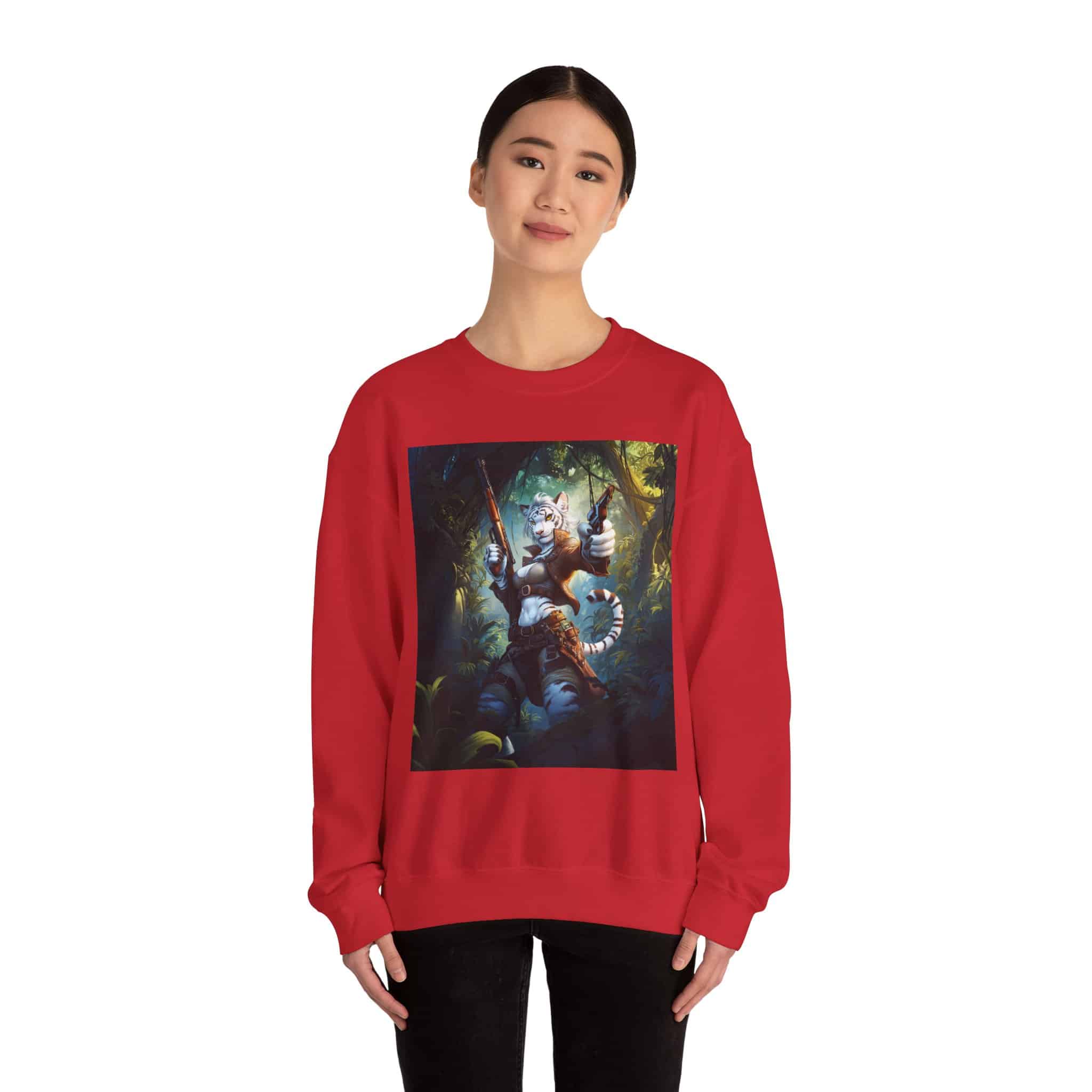 Arm The Animals: Hunter White Tiger #AA026 Unisex Heavy Blend™ Crewneck Sweatshirt - Image 60