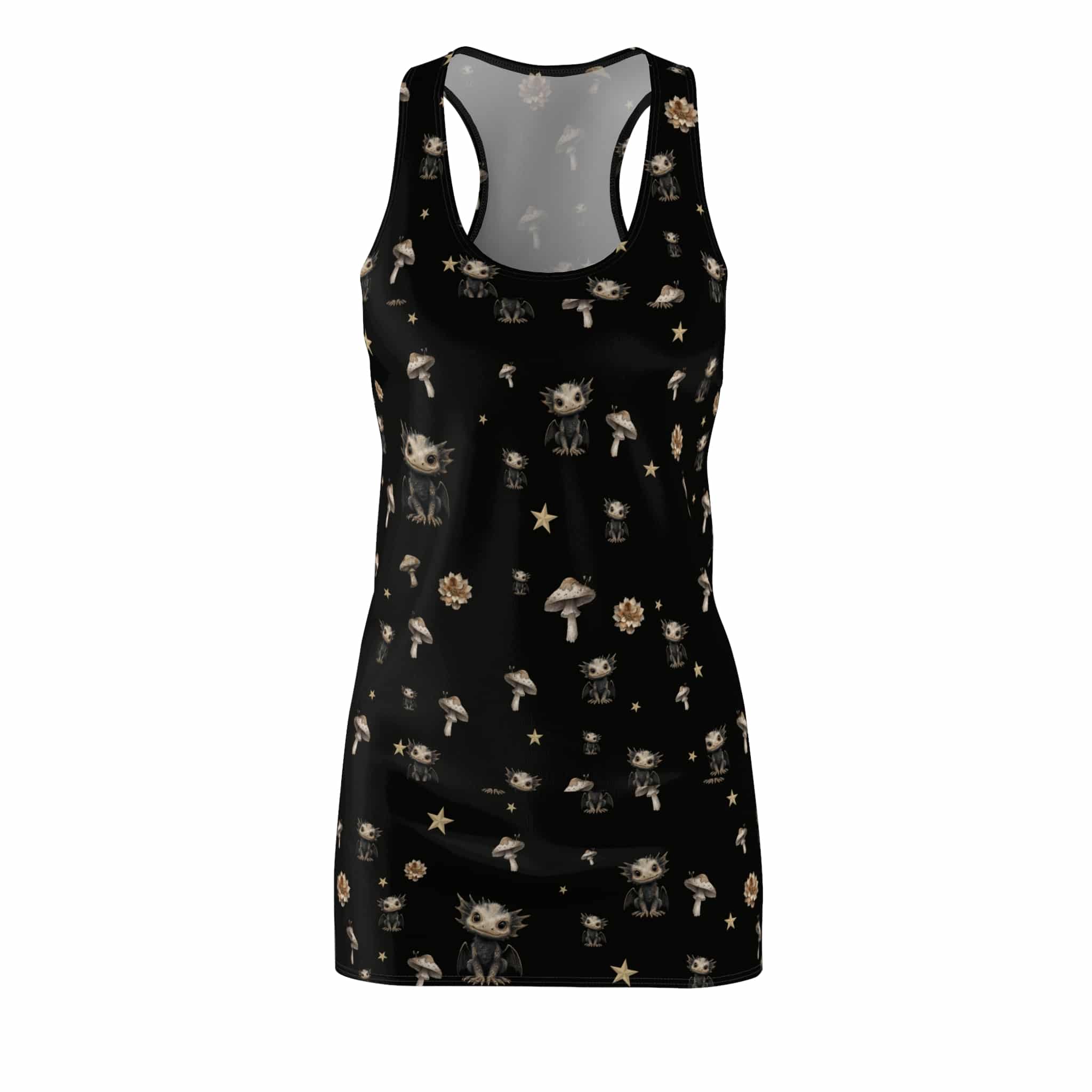 Baby Dragon & Mushrooms Pattern Women's Cut & Sew Racerback Dress (AOP) - Image 2