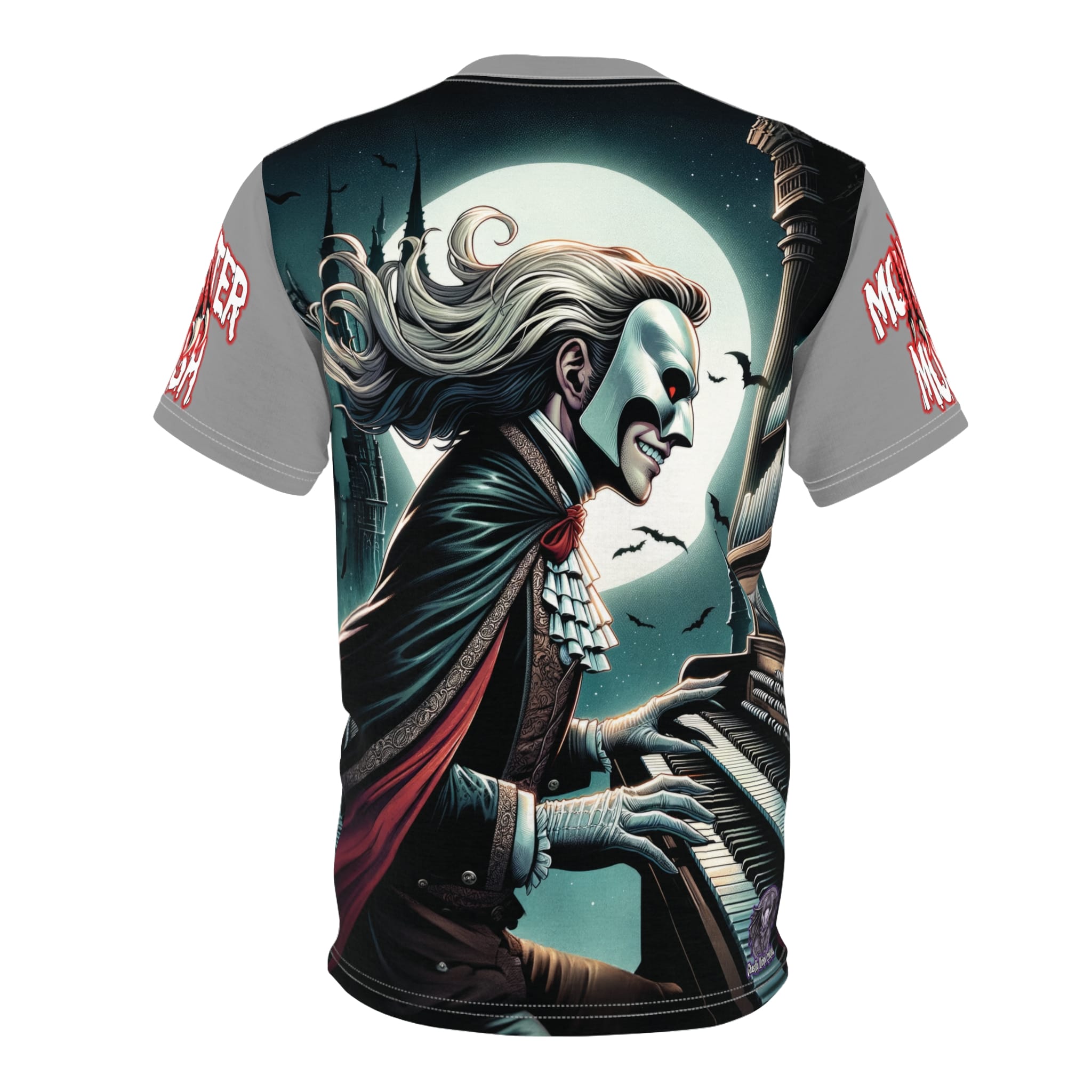 Monster Mosh 2024 Tour Phantom On Organ MM-D007 Unisex Cut & Sew Tee (AOP) - Black or Grey Sleeves - Image 2
