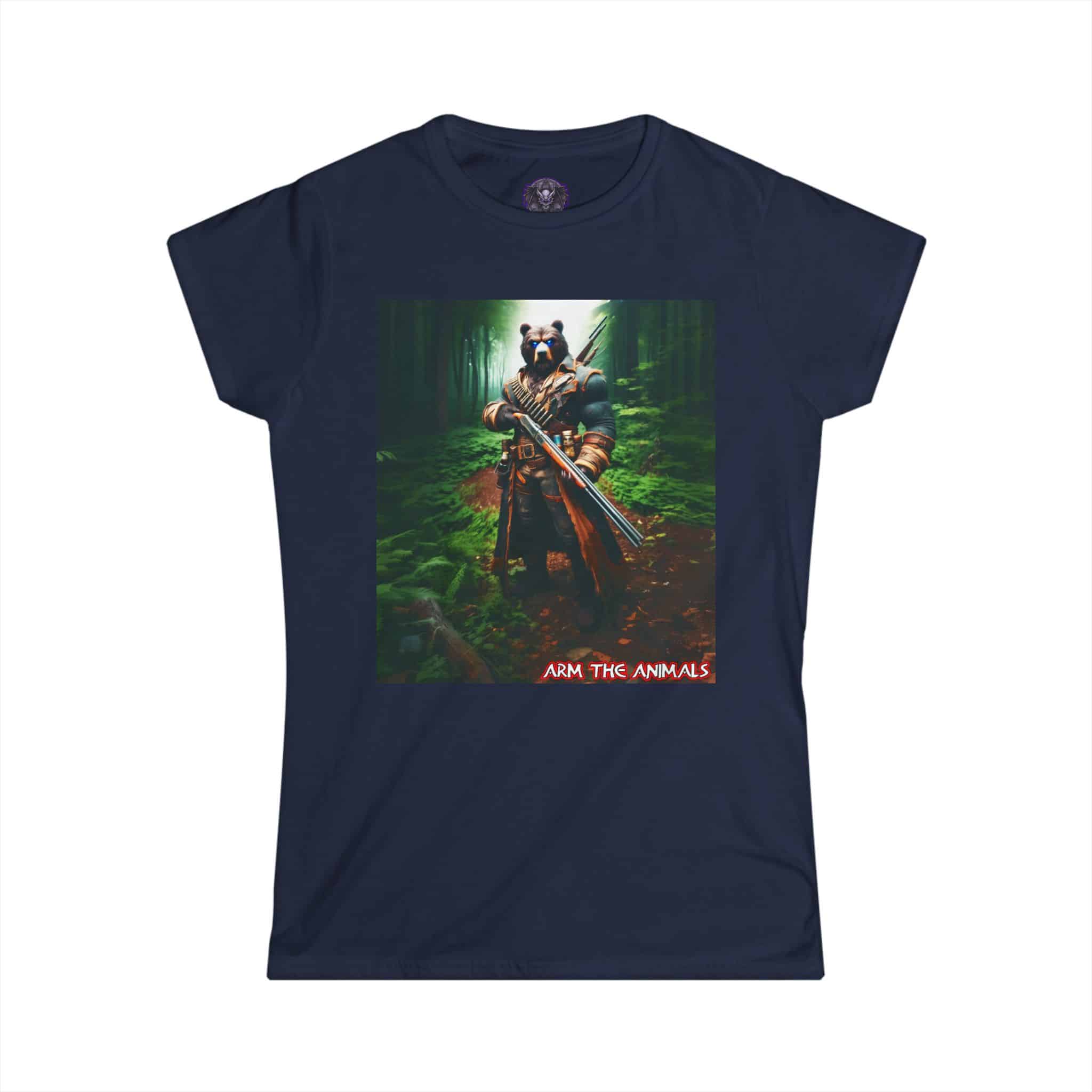 Arm The Animals: Hunter Bear #AA-D-Be001 Women's Softstyle Tee - Image 28
