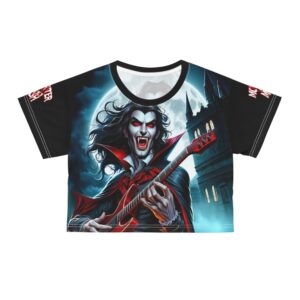 Monster Mosh 2024 Tour Drac on Guitar MM-D001 Crop Tee (AOP) - Black Sleeves