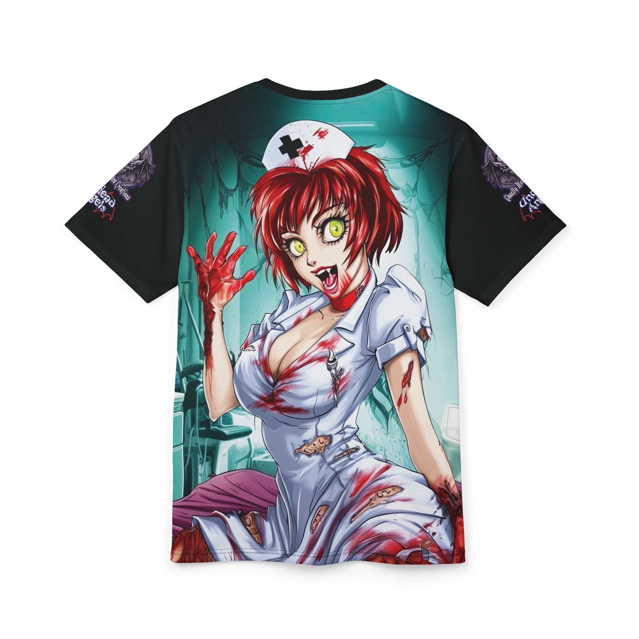 Undead Angels Zombie Nurse Abigail Classic Reborn Style II-DS Unisex Cut & Sew Tee (AOP) - Image 8