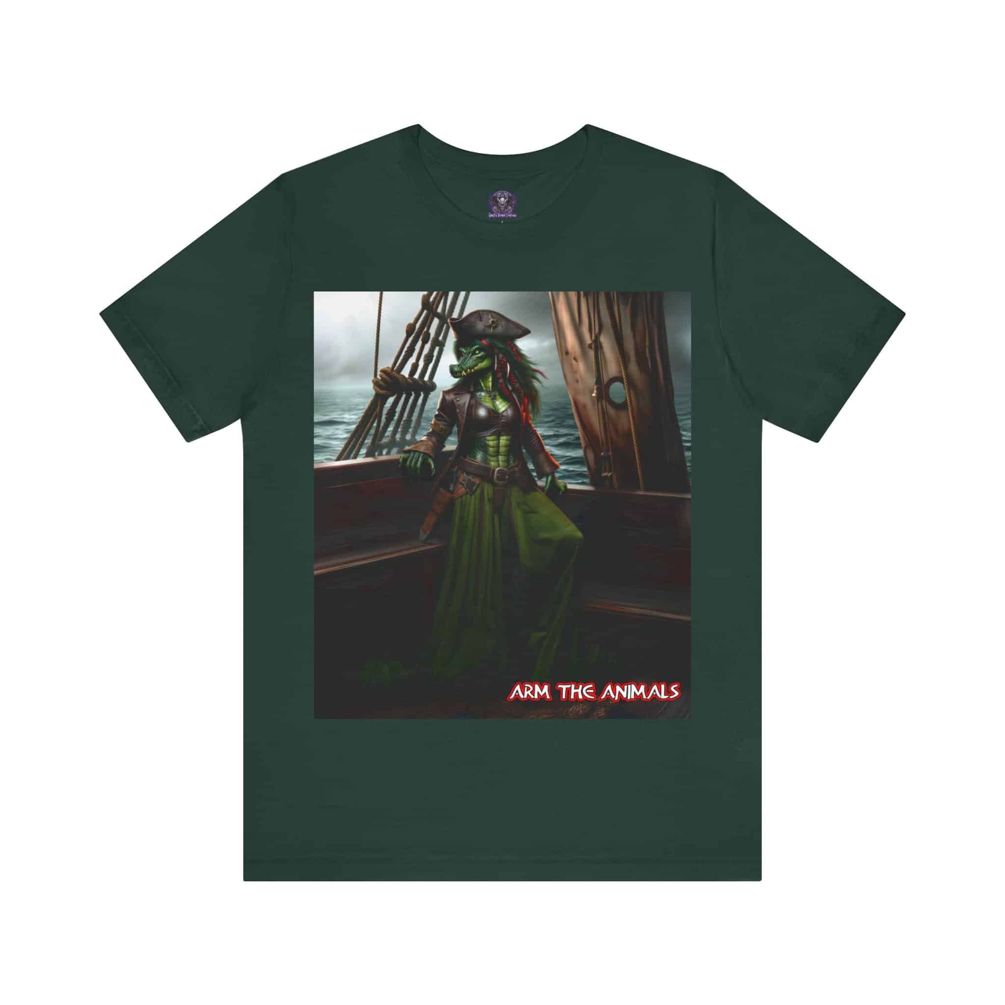 Arm The Animals: Pirate Gator Girl #AA-D-G001 Unisex Jersey Short Sleeve Tee - Image 49