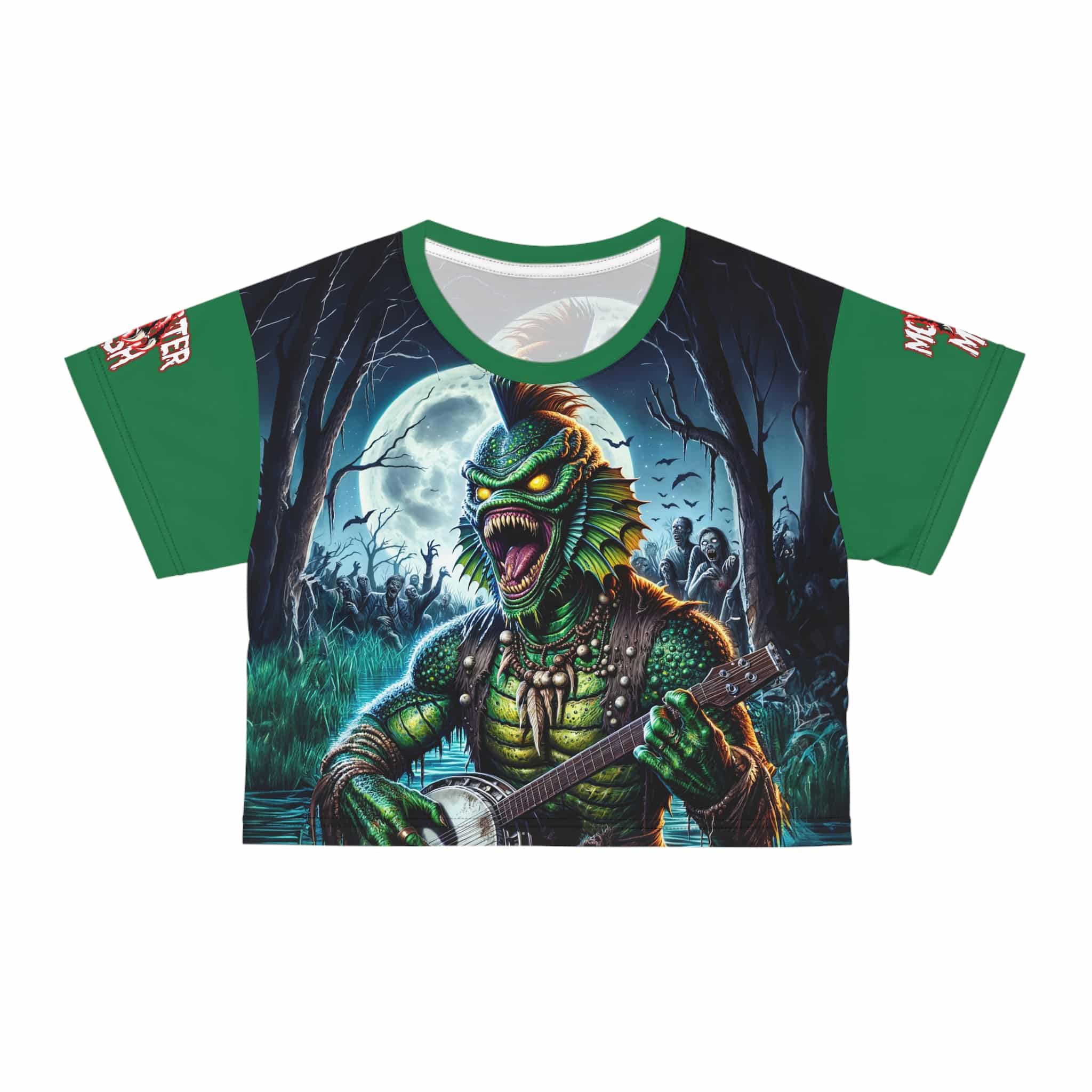 Monster Mosh 2024 Tour Gill On Banjo MM-D005 Crop Tee (AOP) - Green Sleeves - Image 5