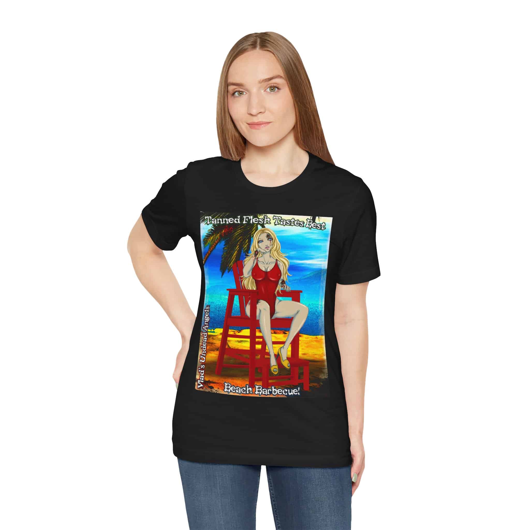 Shay Undead Angel Zombie Lifeguard - Classic Art w/Text F1 Unisex Jersey Short Sleeve Tee - Image 6