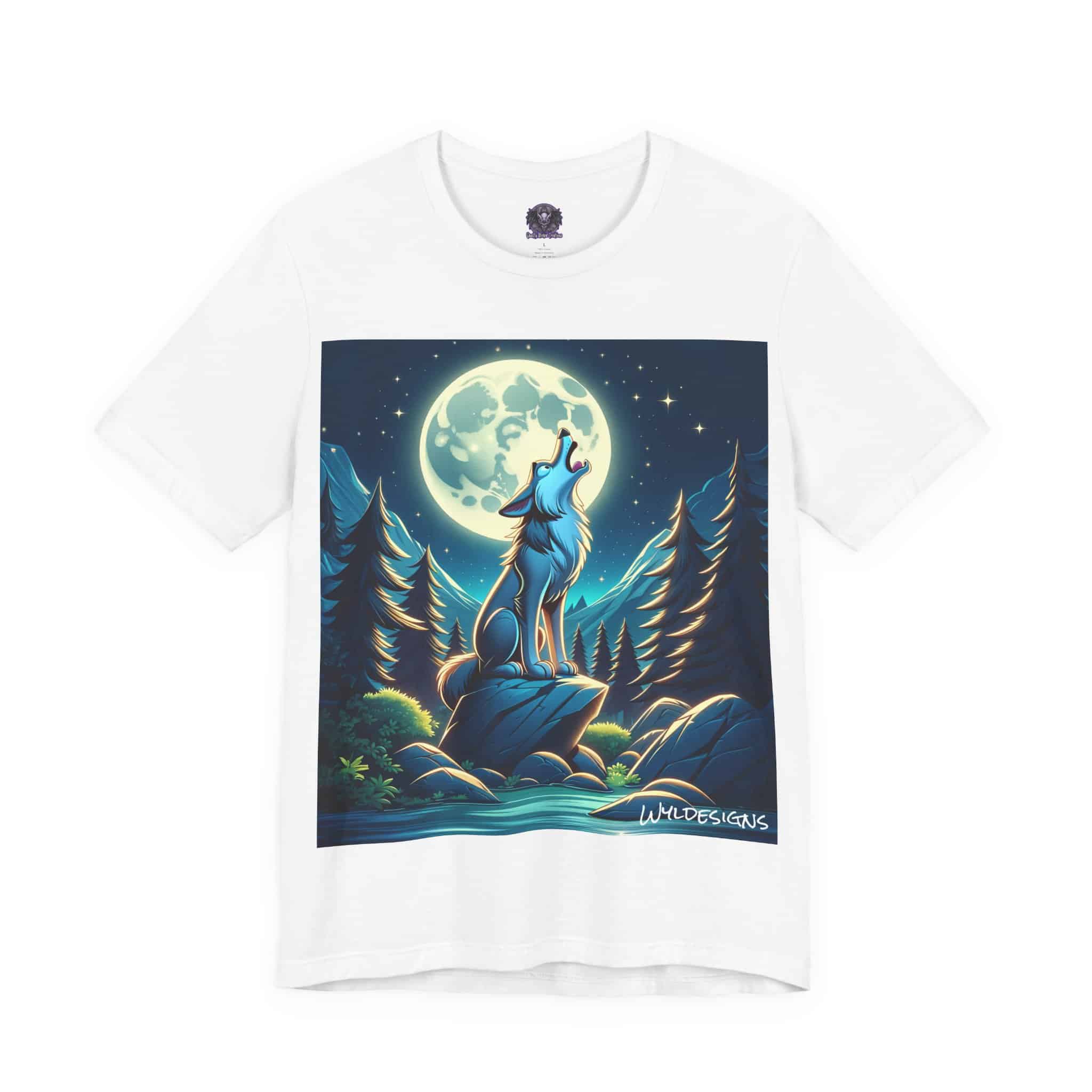 Howling Wolf Toon Style WD-D012 By Wyldesigns Unisex Jersey Short Sleeve Tee - Image 3
