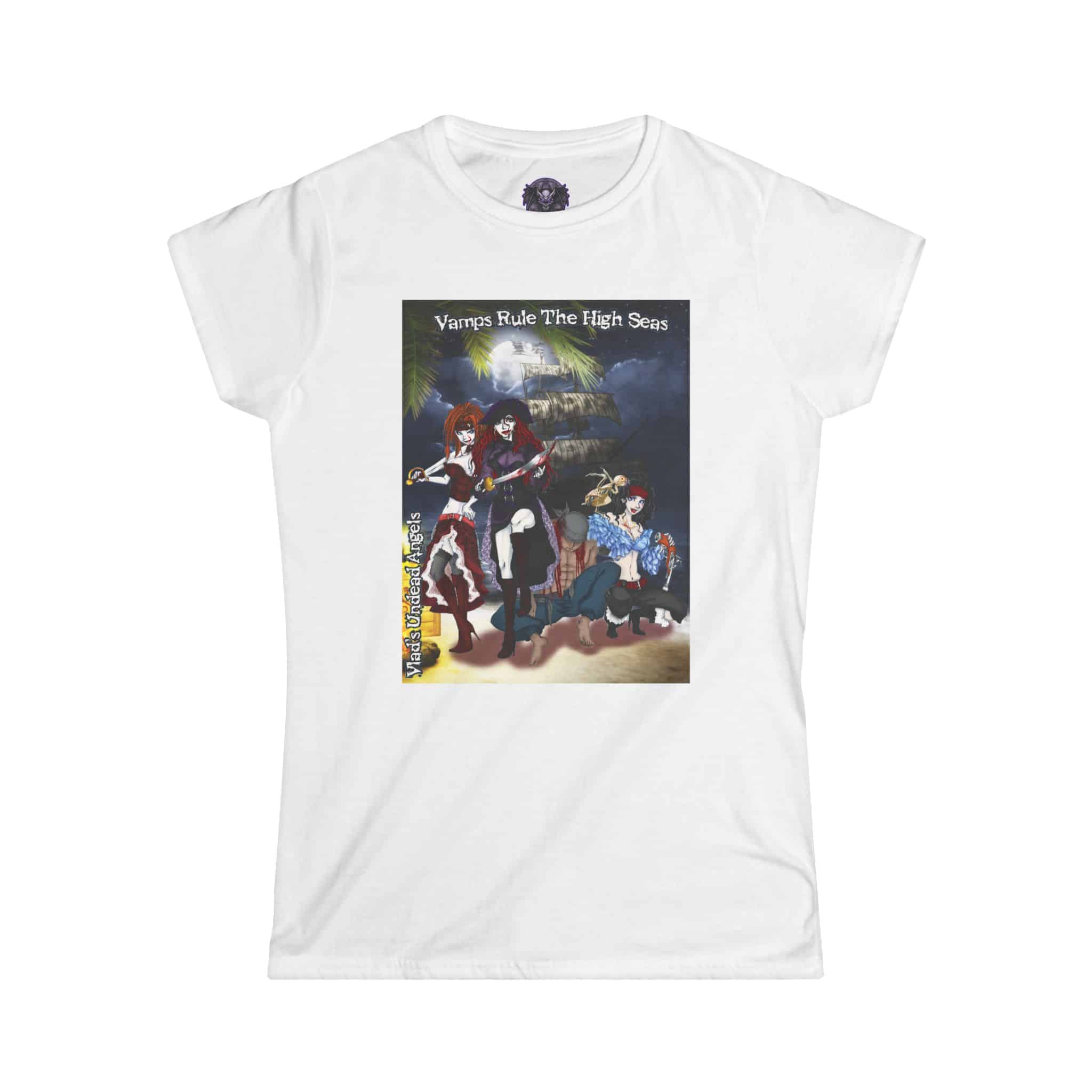 Undead Angel Vampire Pirate Trio - Classic Art w/Text Re-Issue Women's Softstyle Tee - Image 11