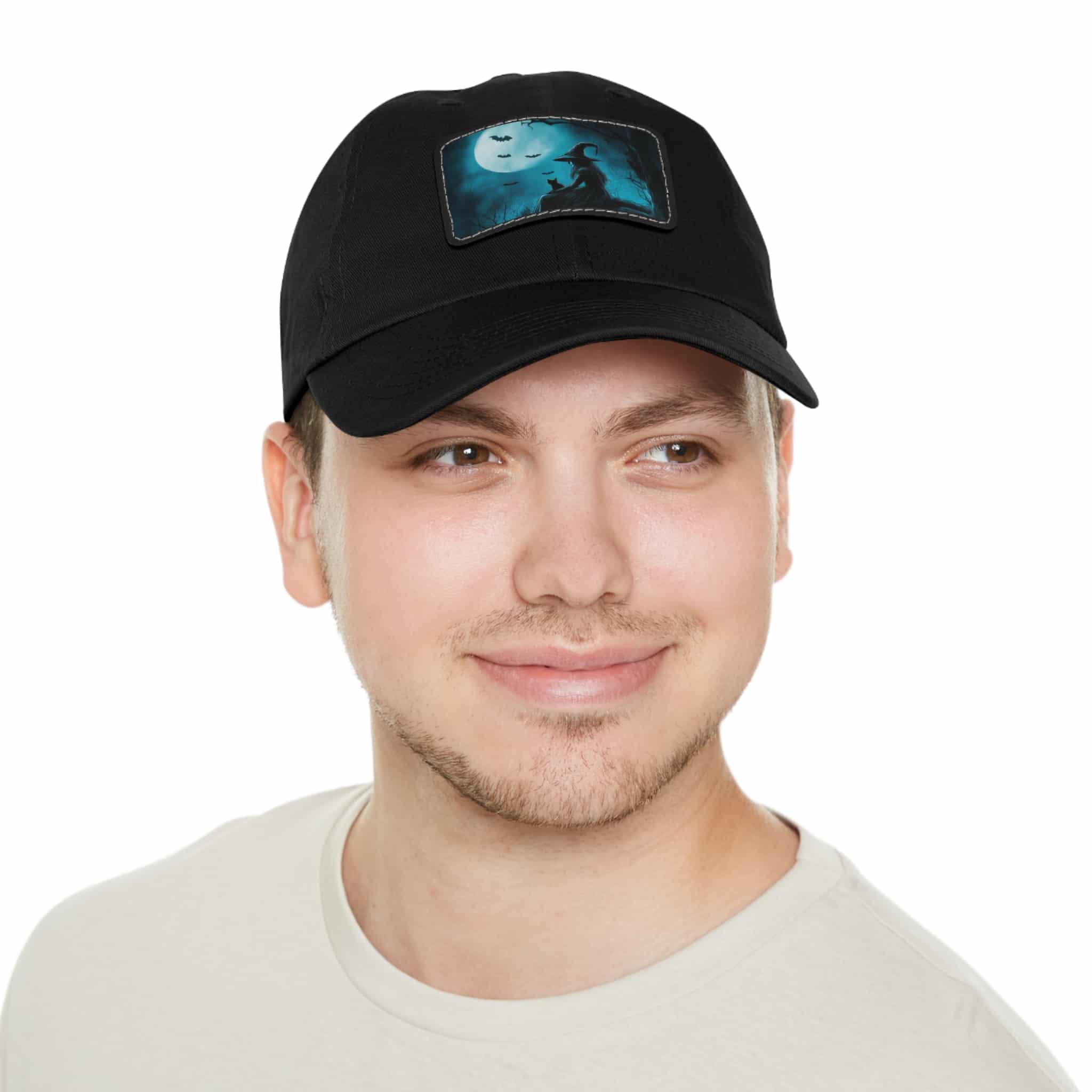 Witch With Black Cat By Moonlight #MJ-W003 Logo Leather Patch Dad Hat - Casual Style for Music Lovers - Image 25
