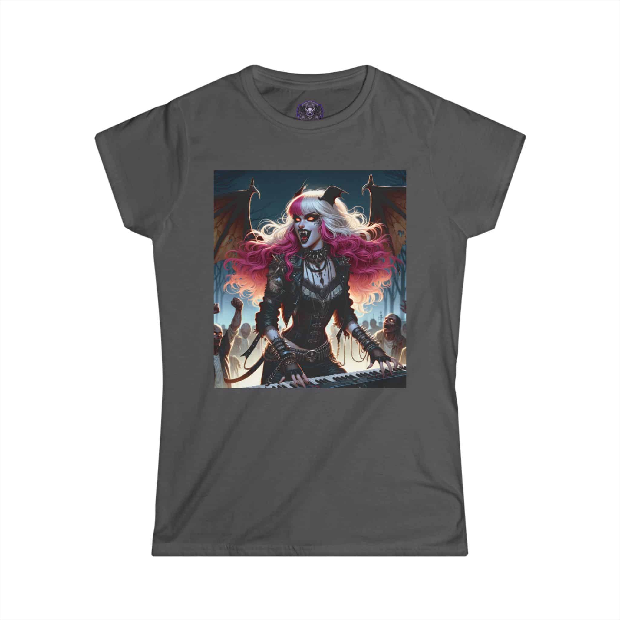 Monster Mosh Undead Angels Bat Keyboardist MM-D-UA-L01 Women's Softstyle Tee - Image 25