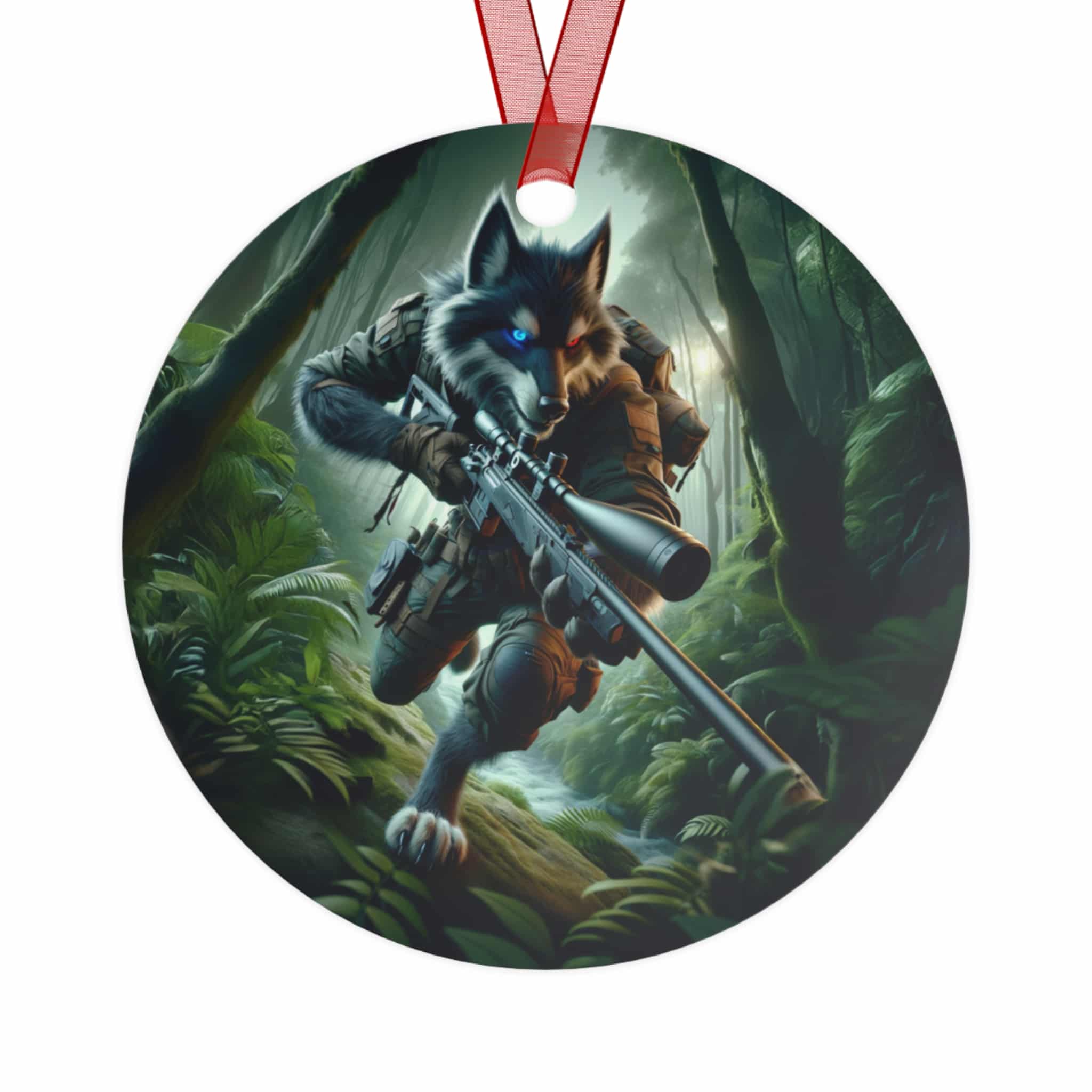 Arm The Animals: Commando Wolf #AA-D-W001 Metal Ornaments - Image 2