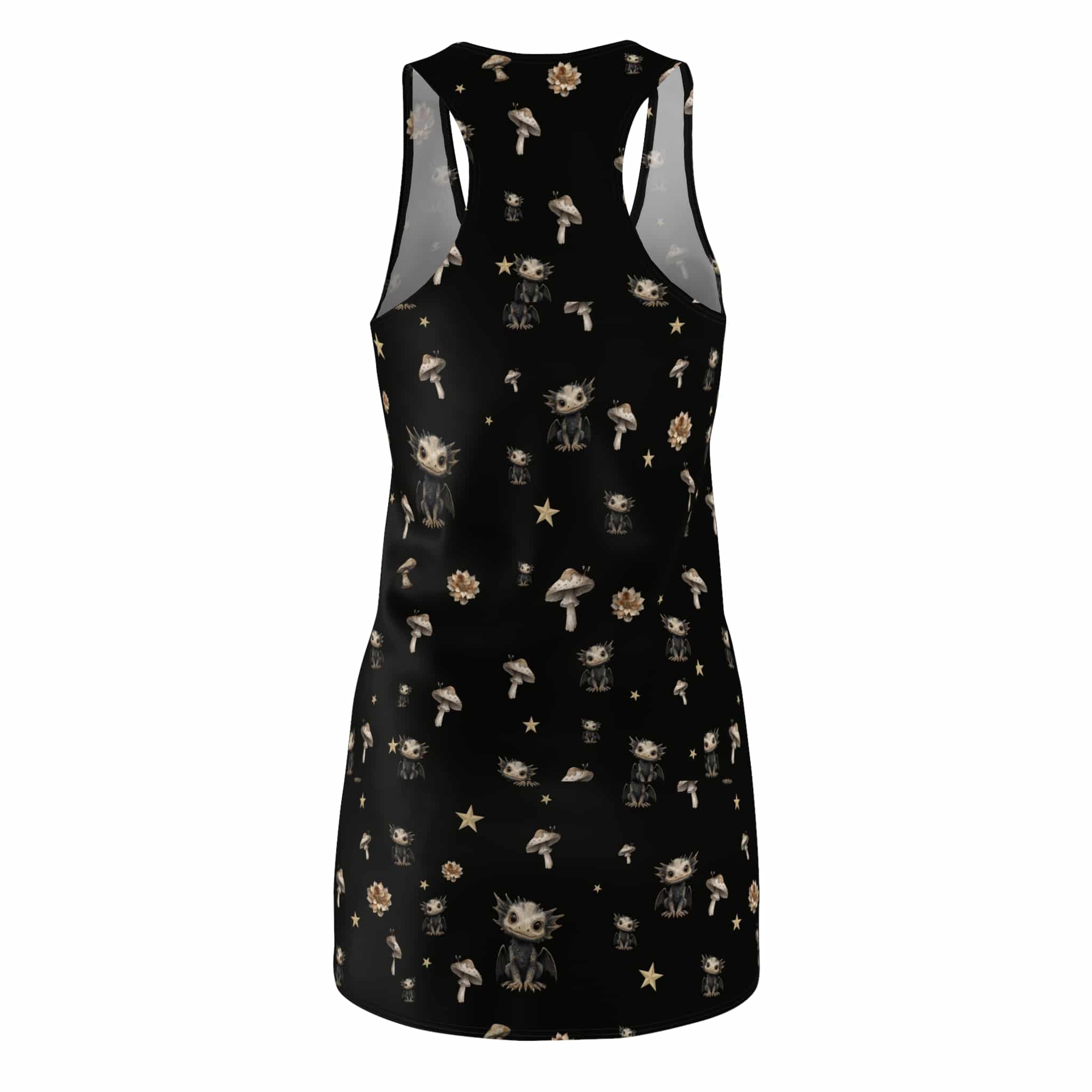 Baby Dragon & Mushrooms Pattern Women's Cut & Sew Racerback Dress (AOP) - Image 3
